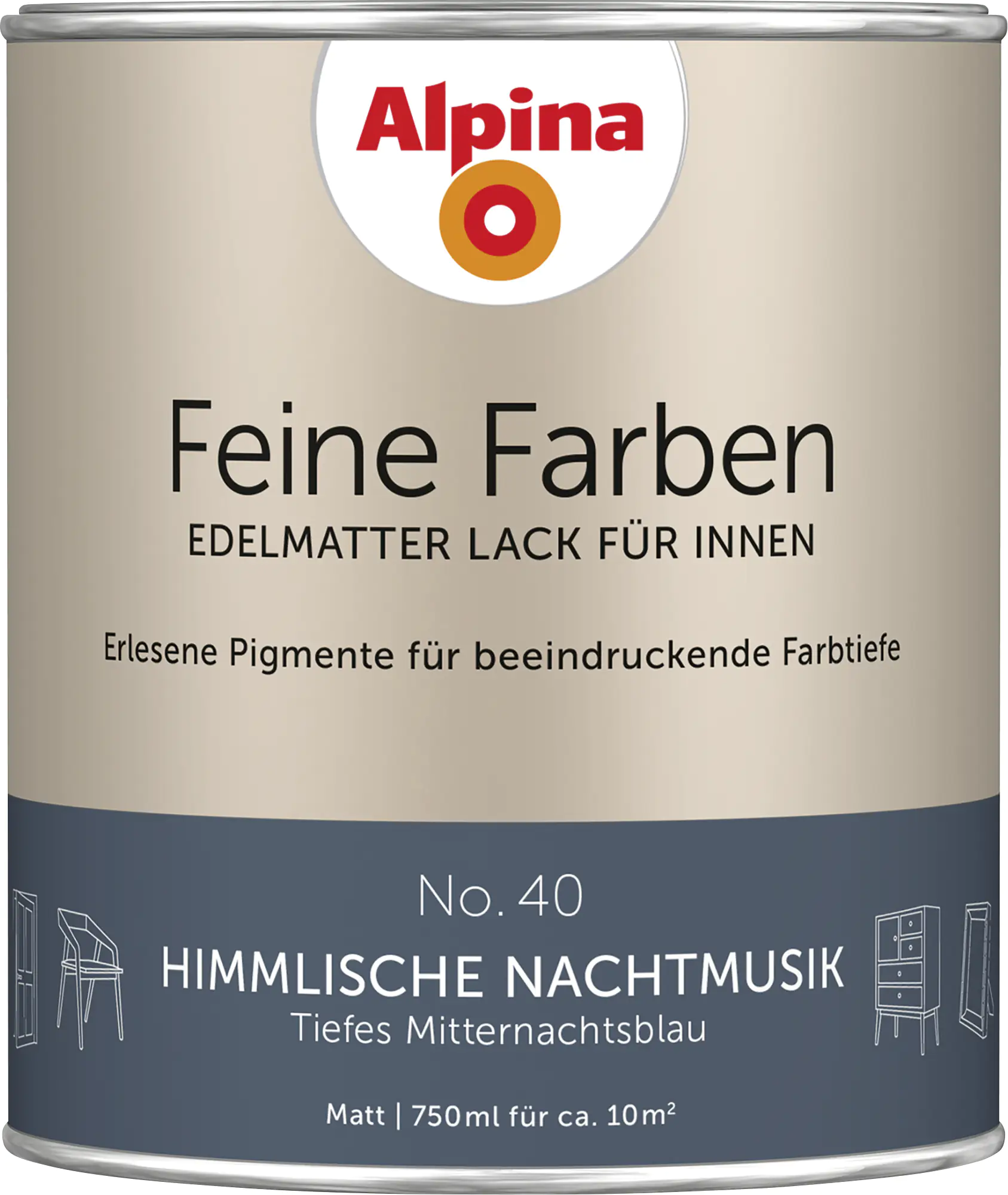 Alpina Feine Farben Lack No. 40 Himmlische Nachtmusik  mitternachtsblau edelmatt 750 ml