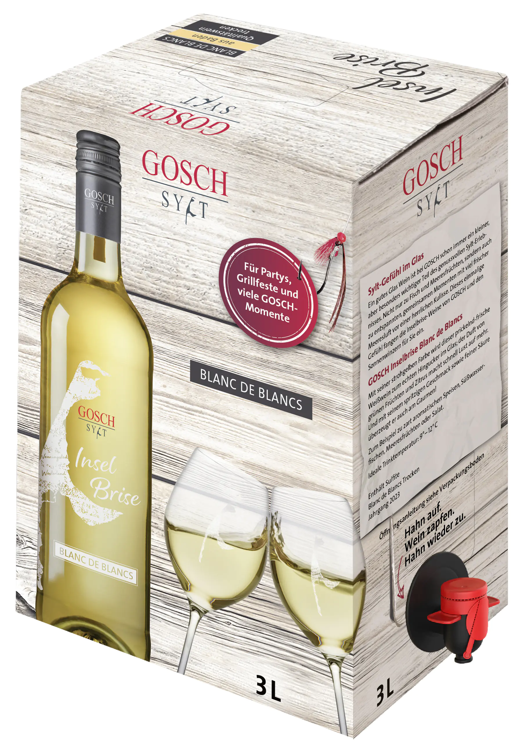 Gosch Inselbrise Weißwein Blanc de Blancs trocken 1 x 3 l