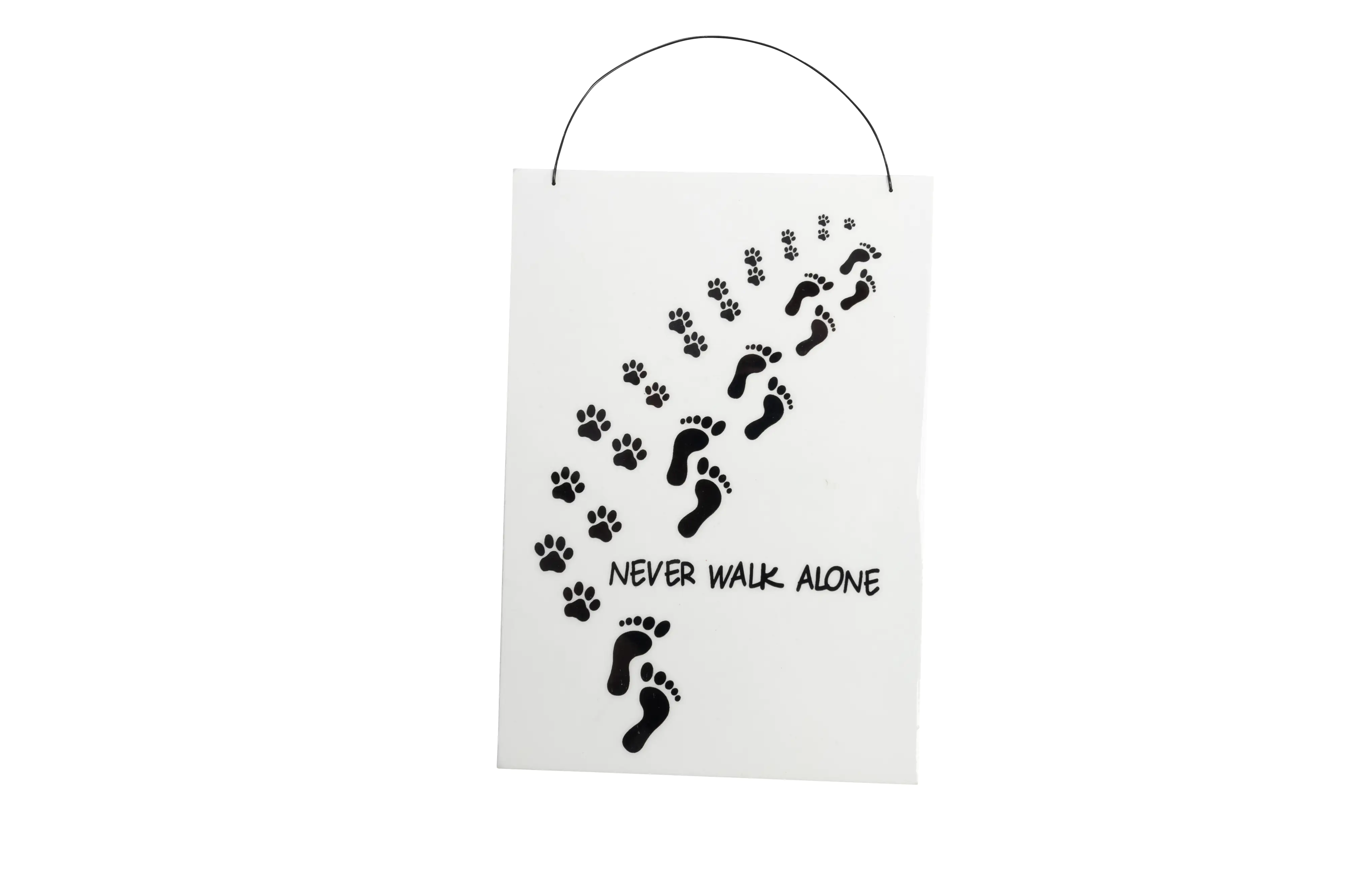 Freese Holz-Schild Never walk alone, weiß/schwarz, 23 x 16 cm