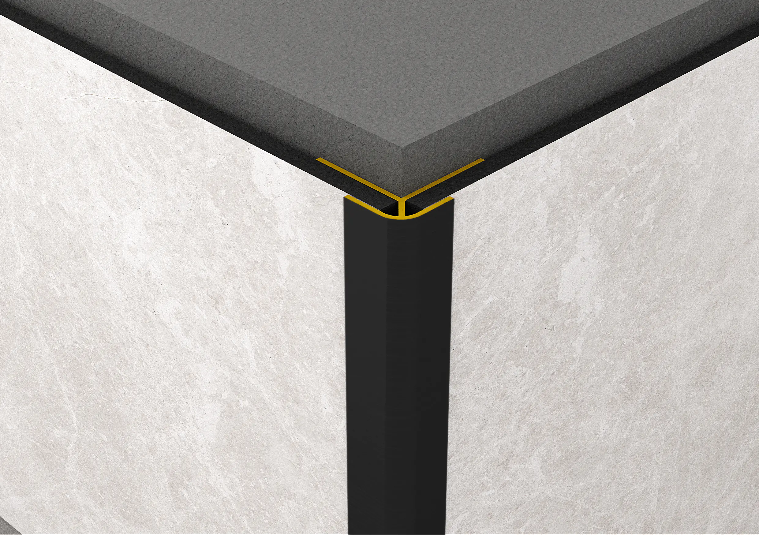 Rock the Wall Außenecke mit Einfassung schwarz 280 x 1,7 x 1,75 cm