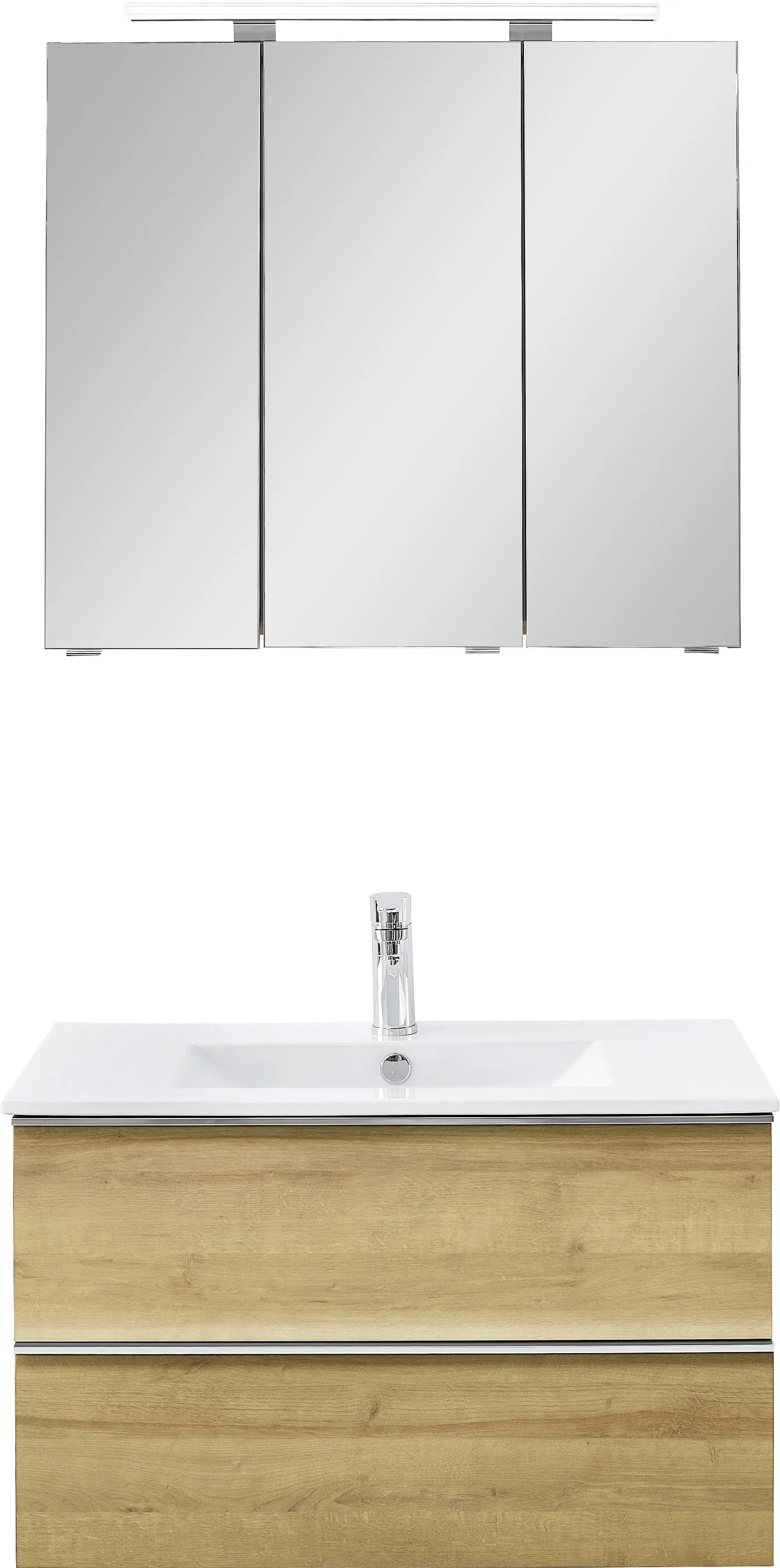 Primaster Bad-Set Düsseldorf riviera 81 cm LED-Leuchten, Keramikwaschtisch