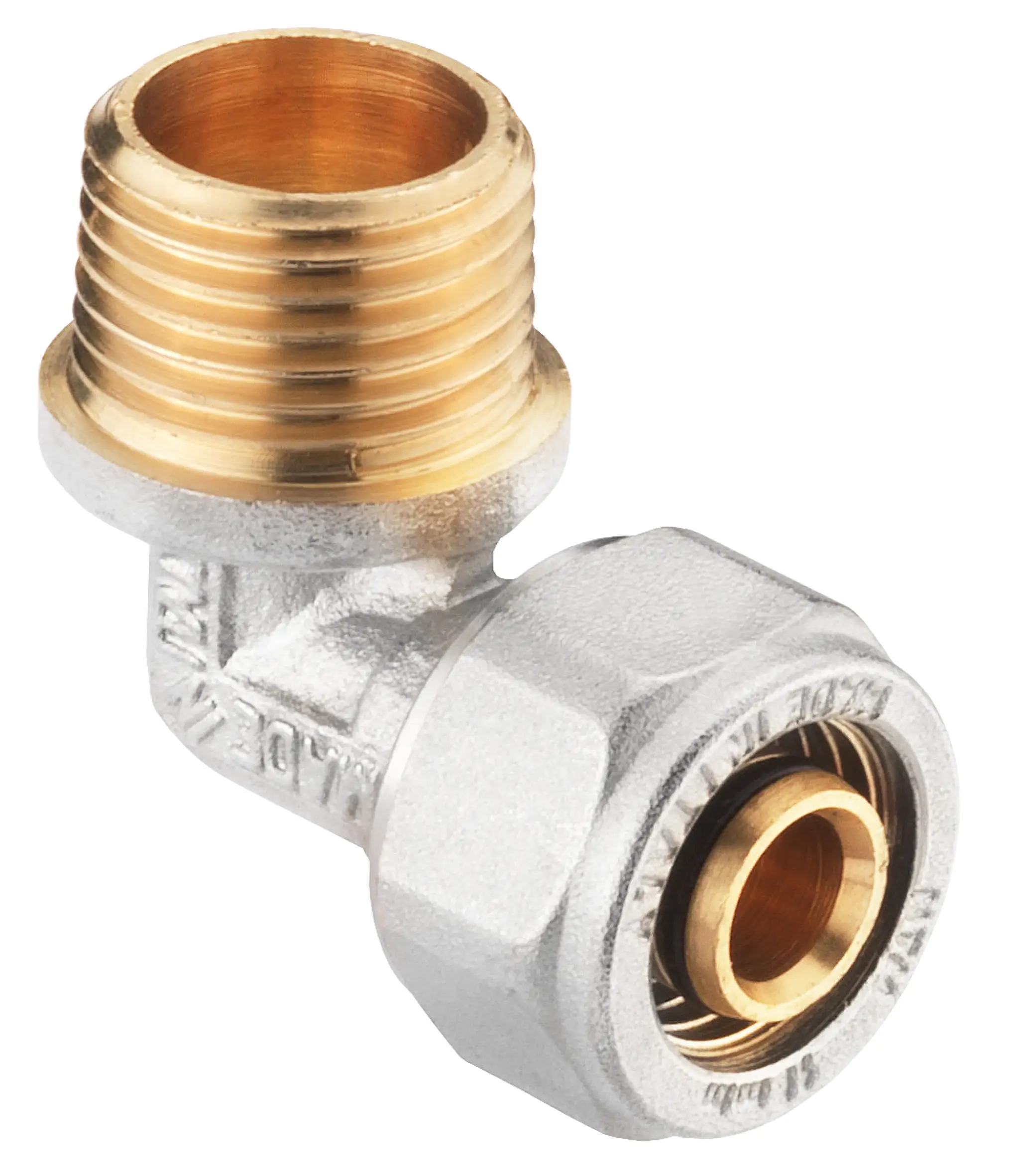 Cornat Schraub-Winkel 90° komplett ø 16 mm 1/2" AG Messing vernickelt