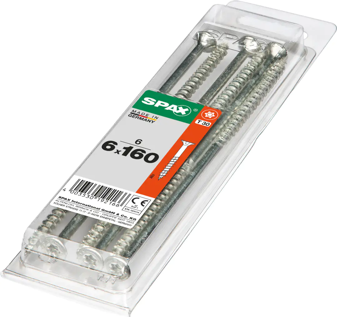 Spax Universalschrauben 6.0 x 160 mm TX 30 - 6 Stk. Spax Universalschrauben 6.0 x 160 mm TX 30 - 6 Stk.