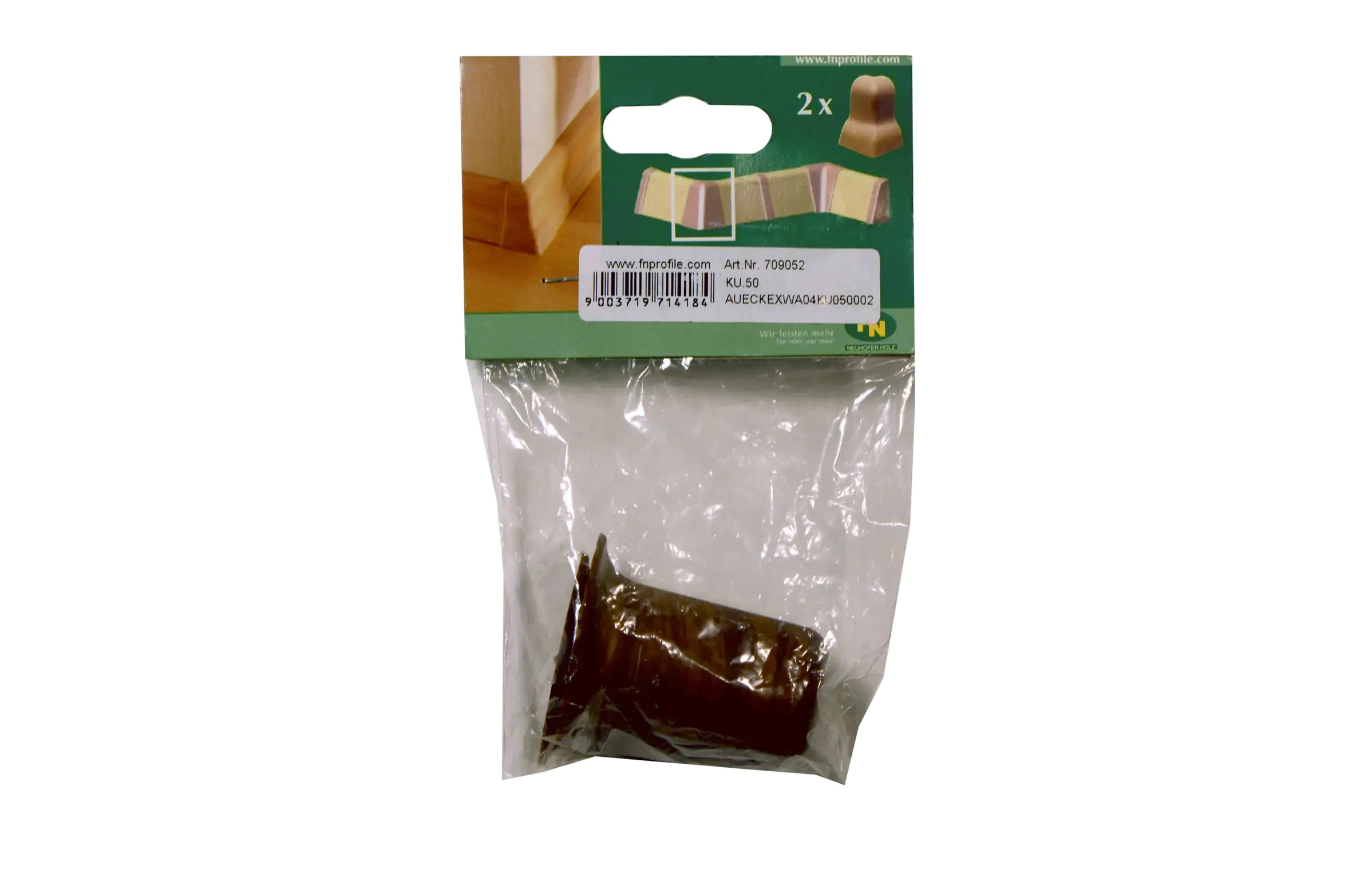 Außeneck für Kunststoffleiste KU.050 nussbaum