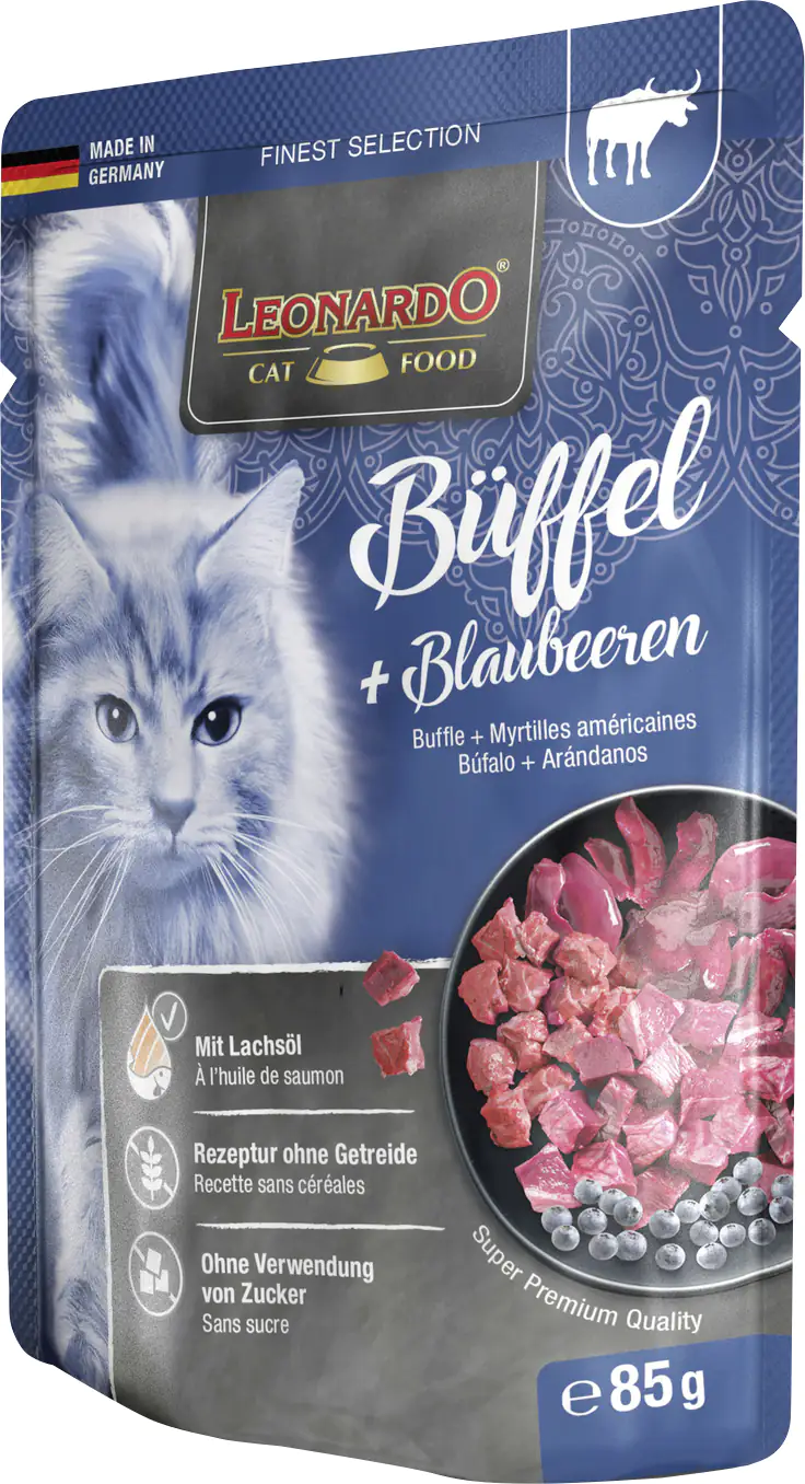 Leonardo Katzennassfutter Büffel und Blaubeere 85 g