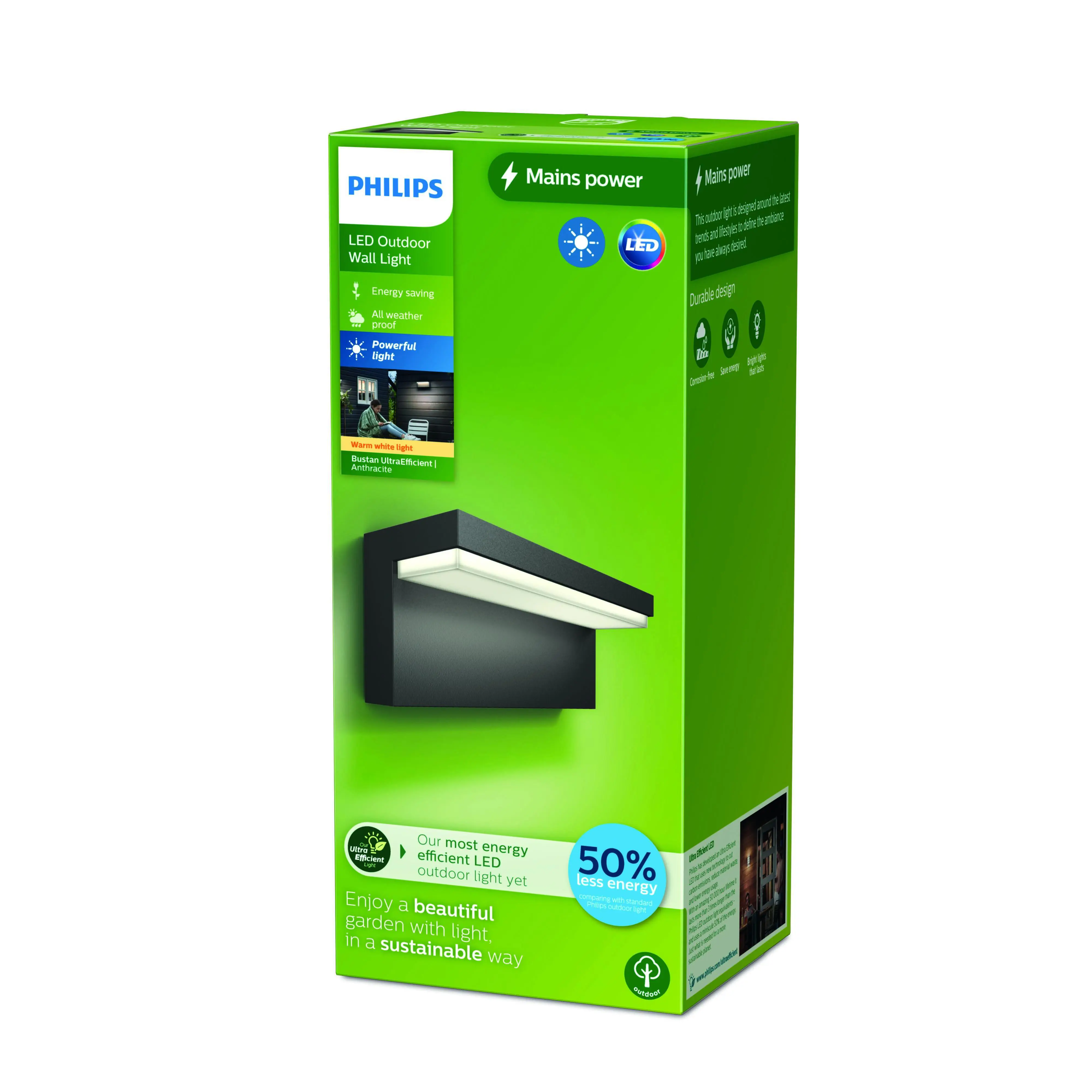 Philips LED Außenwandleuchte Bustan anthrazit warmweiß Philips LED Außenwandleuchte Bustan anthrazit warmweiß