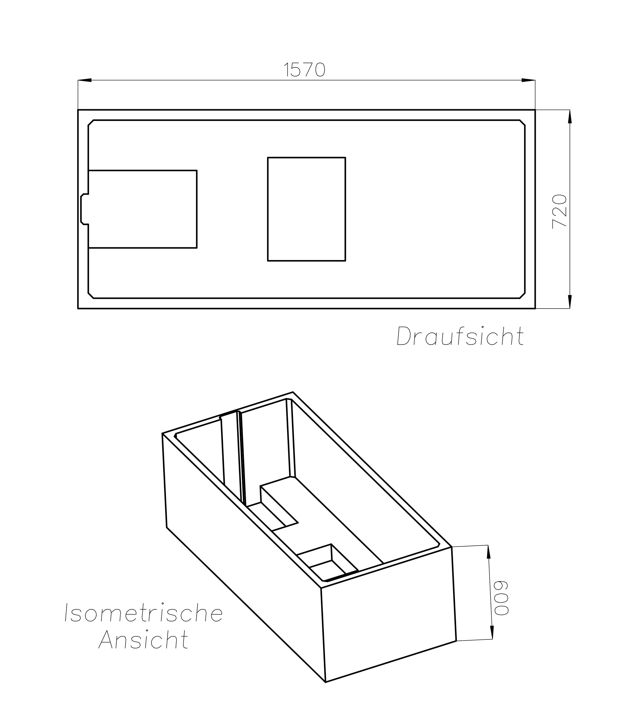 Ottofond Wannenträger Atlanta 1570 x 720 mm