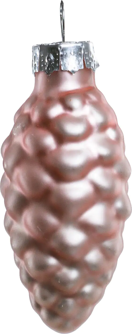 2076601545972_03 TrendLine Weihnachtskugeln Glas-Tannenzapfen 6 cm puderrosa 12 Stück