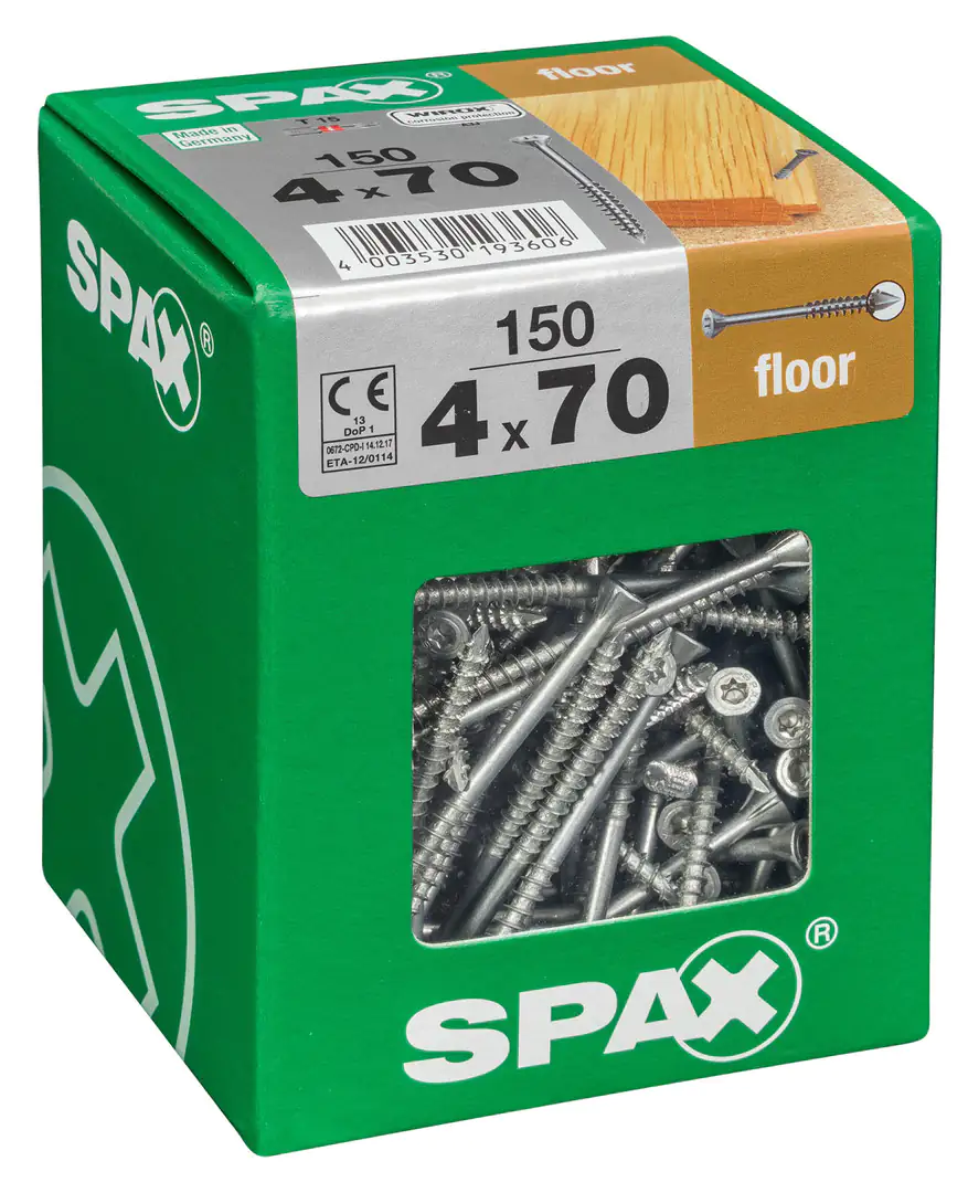 Spax Dielenschrauben 4.0 x 70 mm TX 10 - 150 Stk. Spax Dielenschrauben 4.0 x 70 mm TX 10 - 150 Stk.