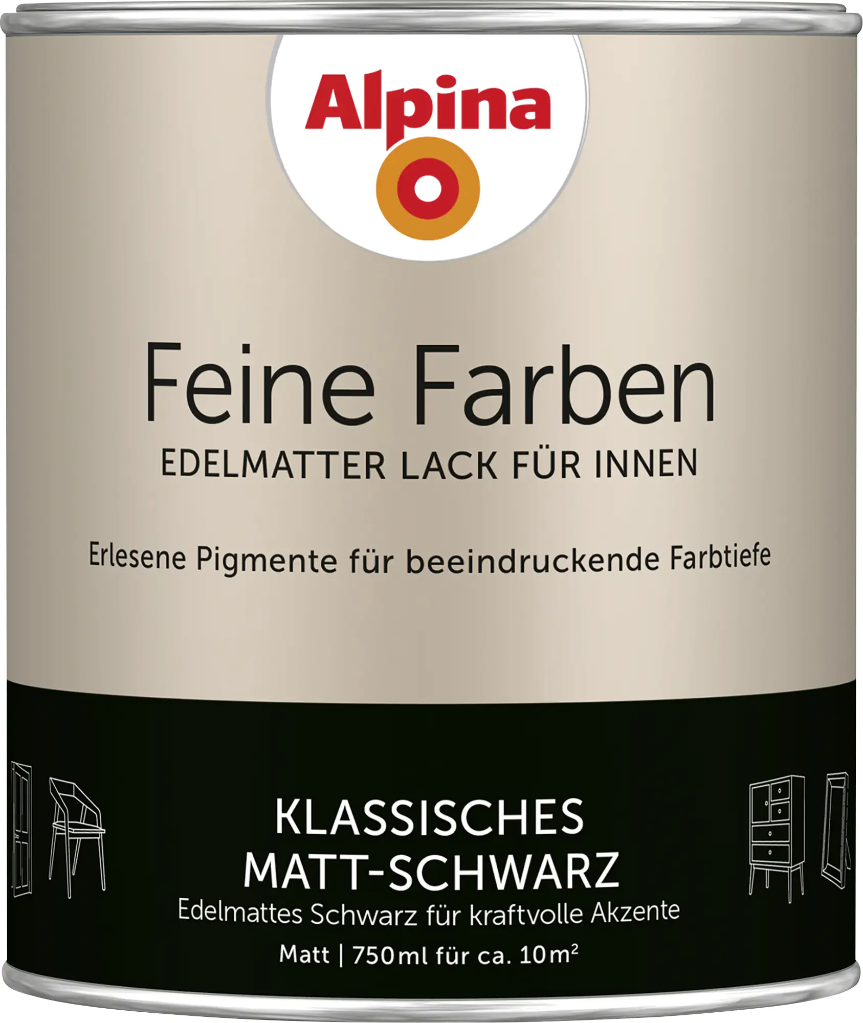 Alpina Feine Farben Lack Klassisches Matt-Schwarz 750ml Alpina Feine Farben Lack Klassisches Matt-Schwarz 750ml