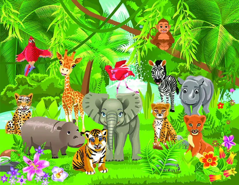 papermoon Vlies- Fototapete Digitaldruck 250 x 180 cm Kids Jungle Animals