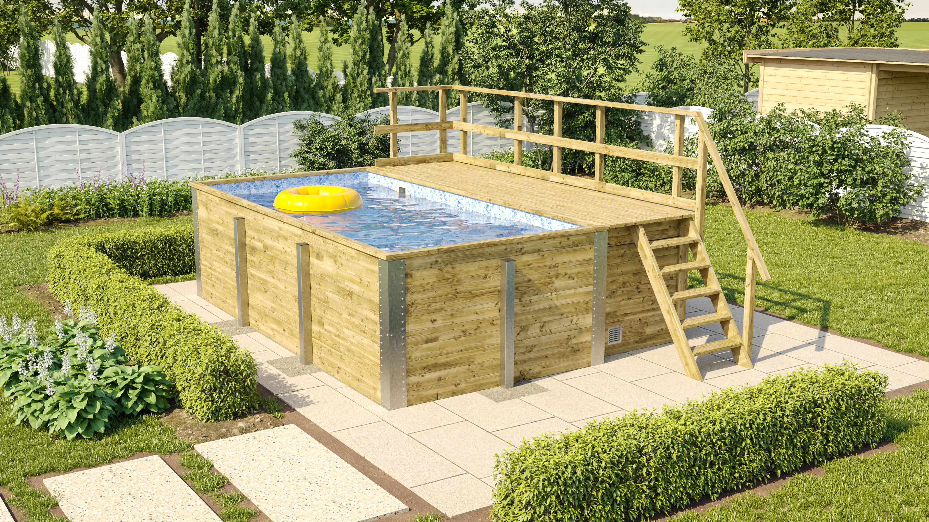 Weka Massivholzpool-Set Carrara 595 Gr. 1 400 x 301 x 116 cm inkl. Sandfilteranlage