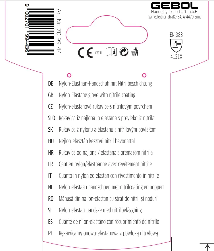 Gebol Handschuh Master Flex Lady  