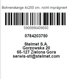 Bohnenstange 250cm Ø 4 cm, Länge 250 cm, Kiefer unbehandelt