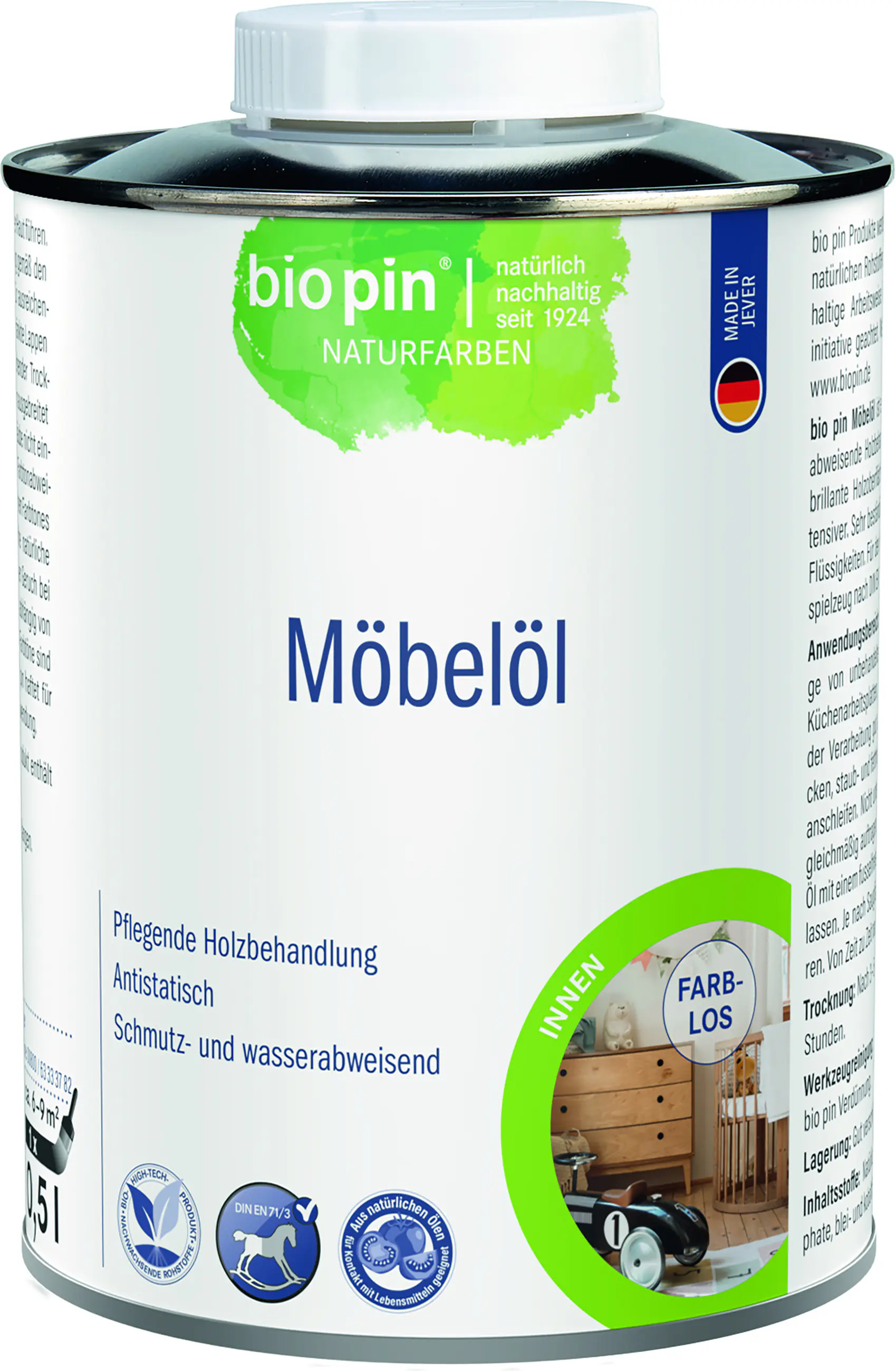 Biopin Naturfarben Möbelöl 500 ml farblos