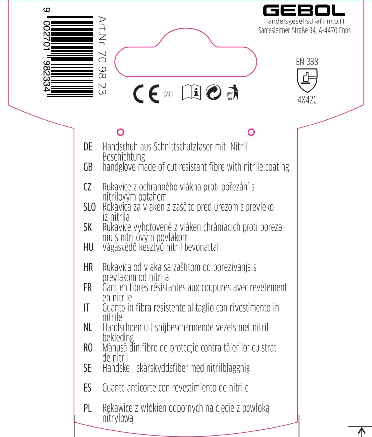 Gebol Handschuh Master Cut C Plus  