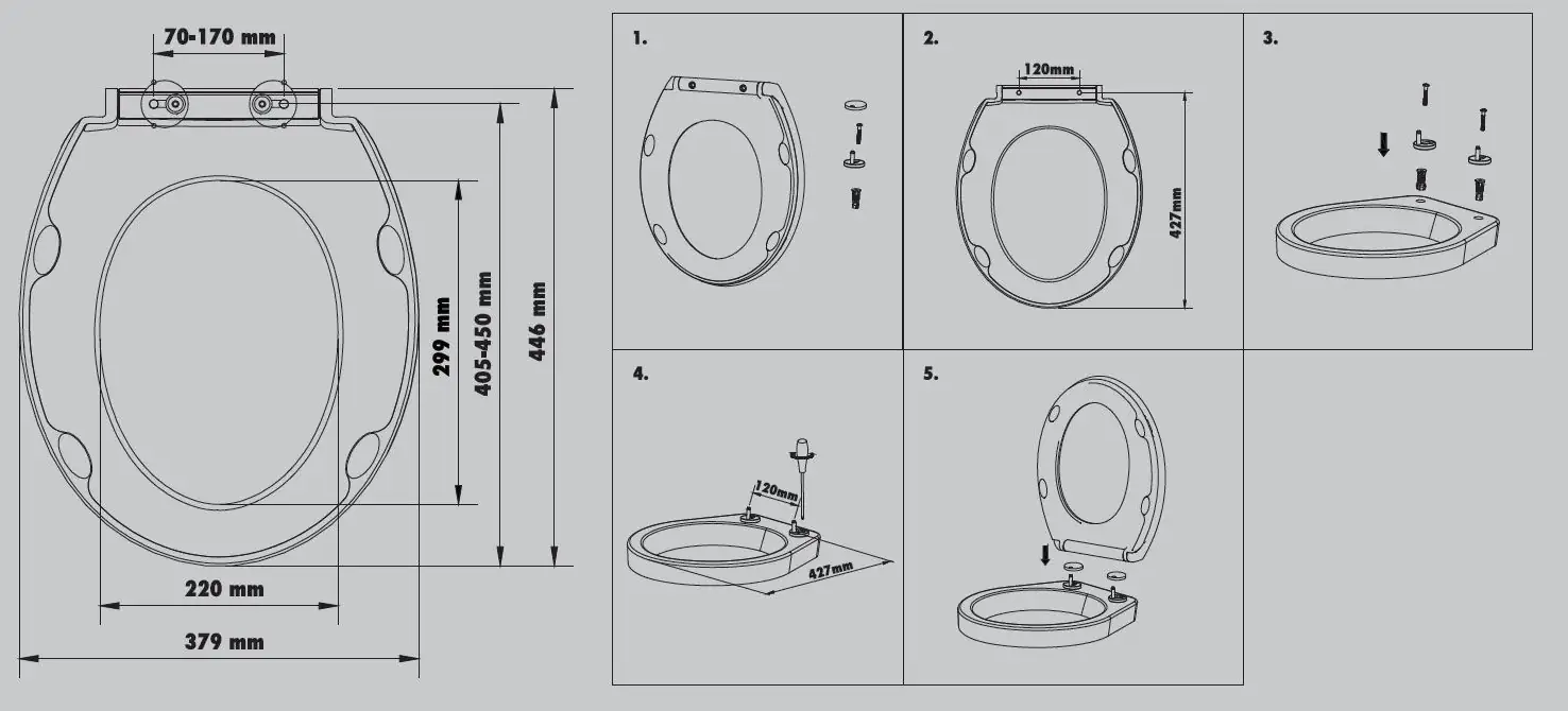Primaster WC-Sitz mit Absenkautomatik Brücke weiß