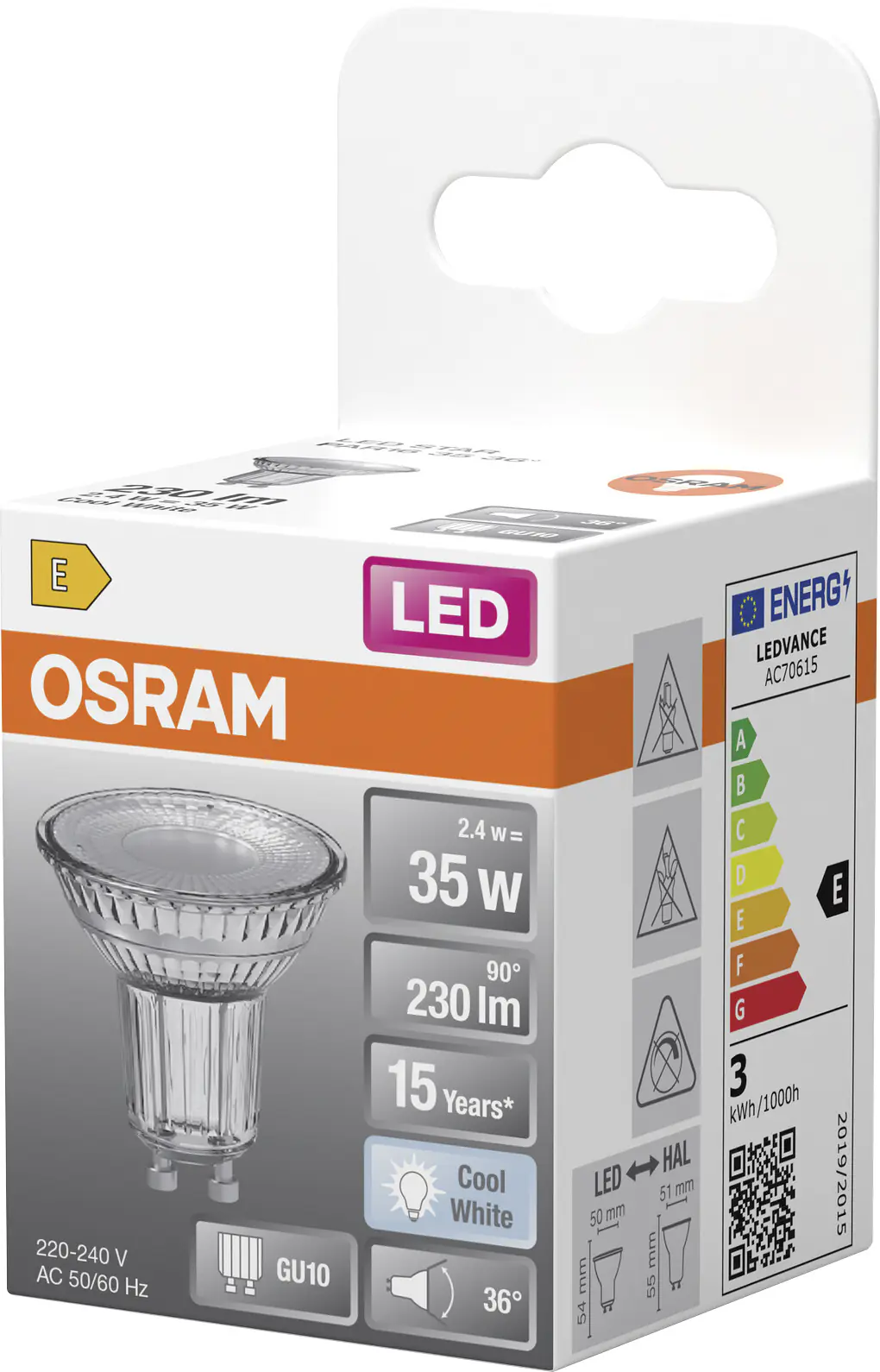 Osram LED Leuchtmittel GU10 Star PAR16 36° 2,4W kaltweiß