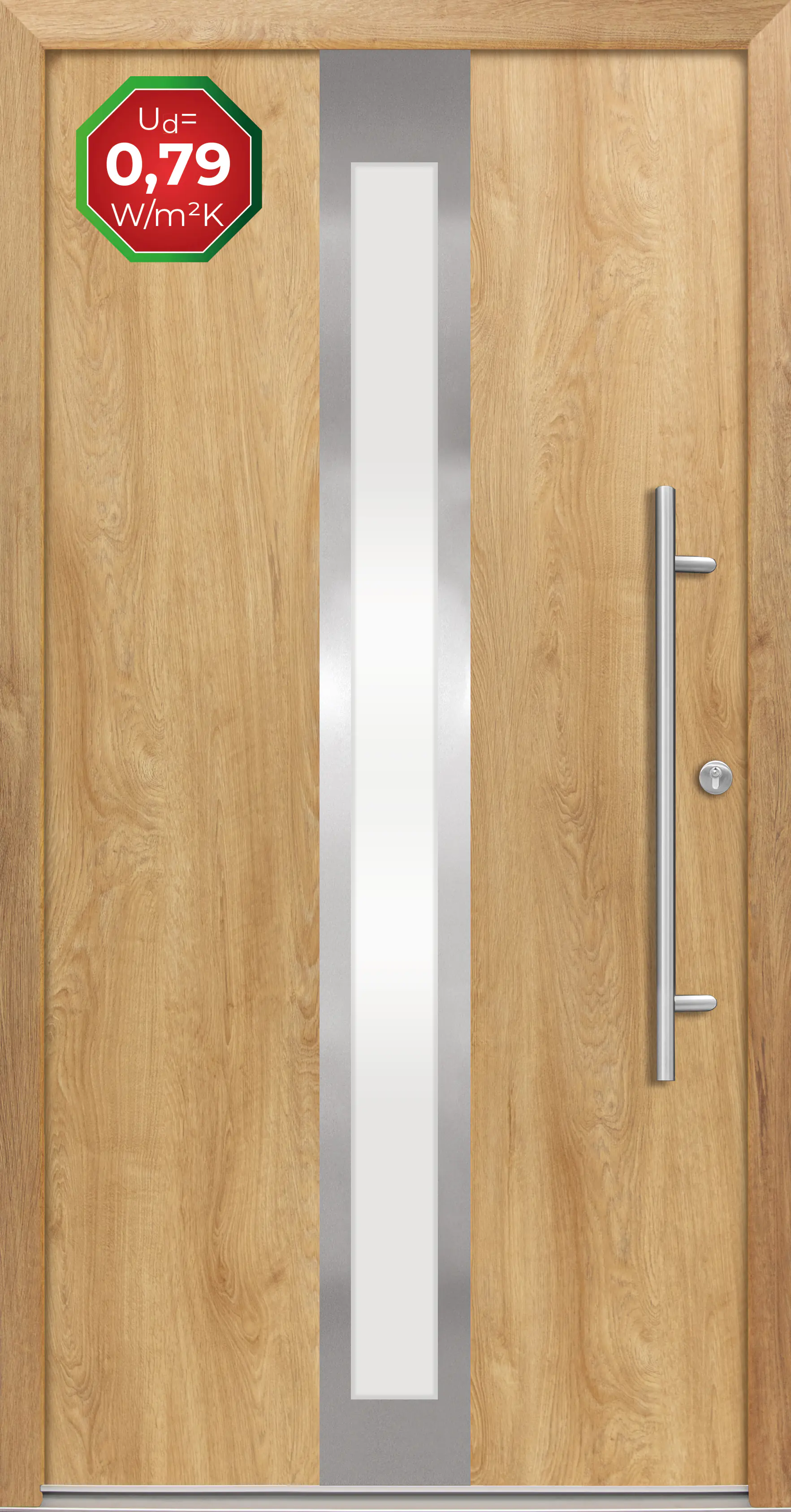 Splendoor Haustür Passivedoor Premium B01 Eiche Natur DIN Rechts 100 x 210 cm