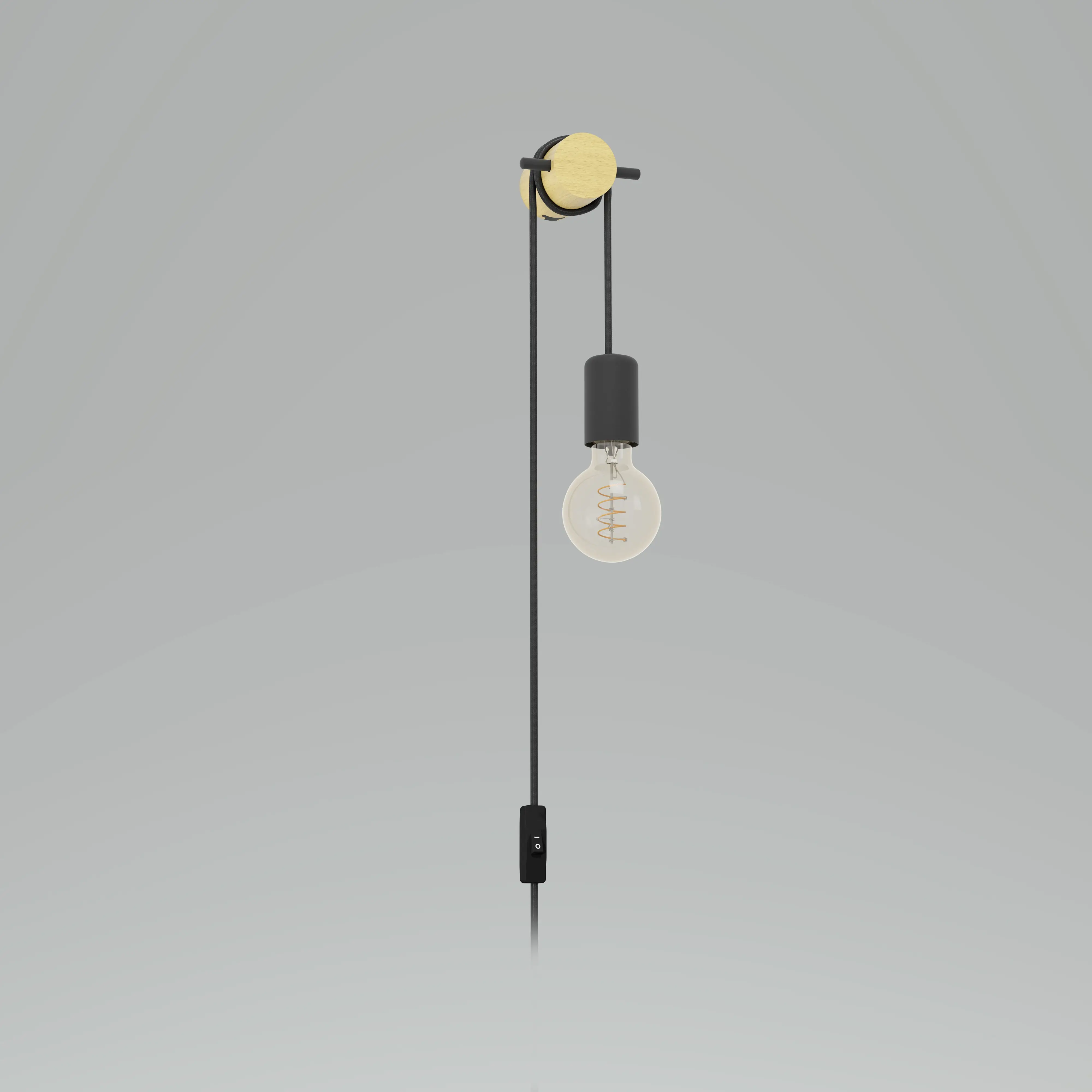 Eglo Wandleuchte Buddon E27 braun-schwarz Holz