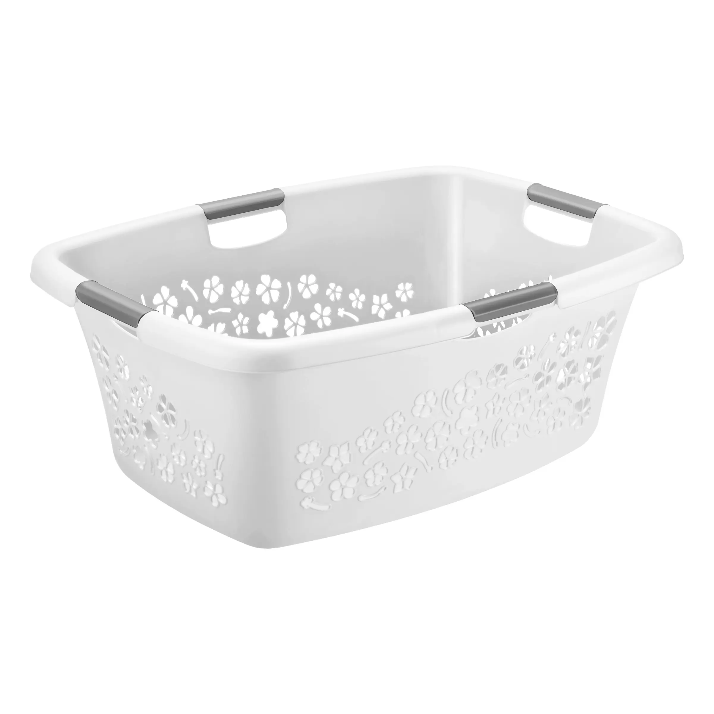 Rotho Wäschekorb Flowers 50 L mistletoe white