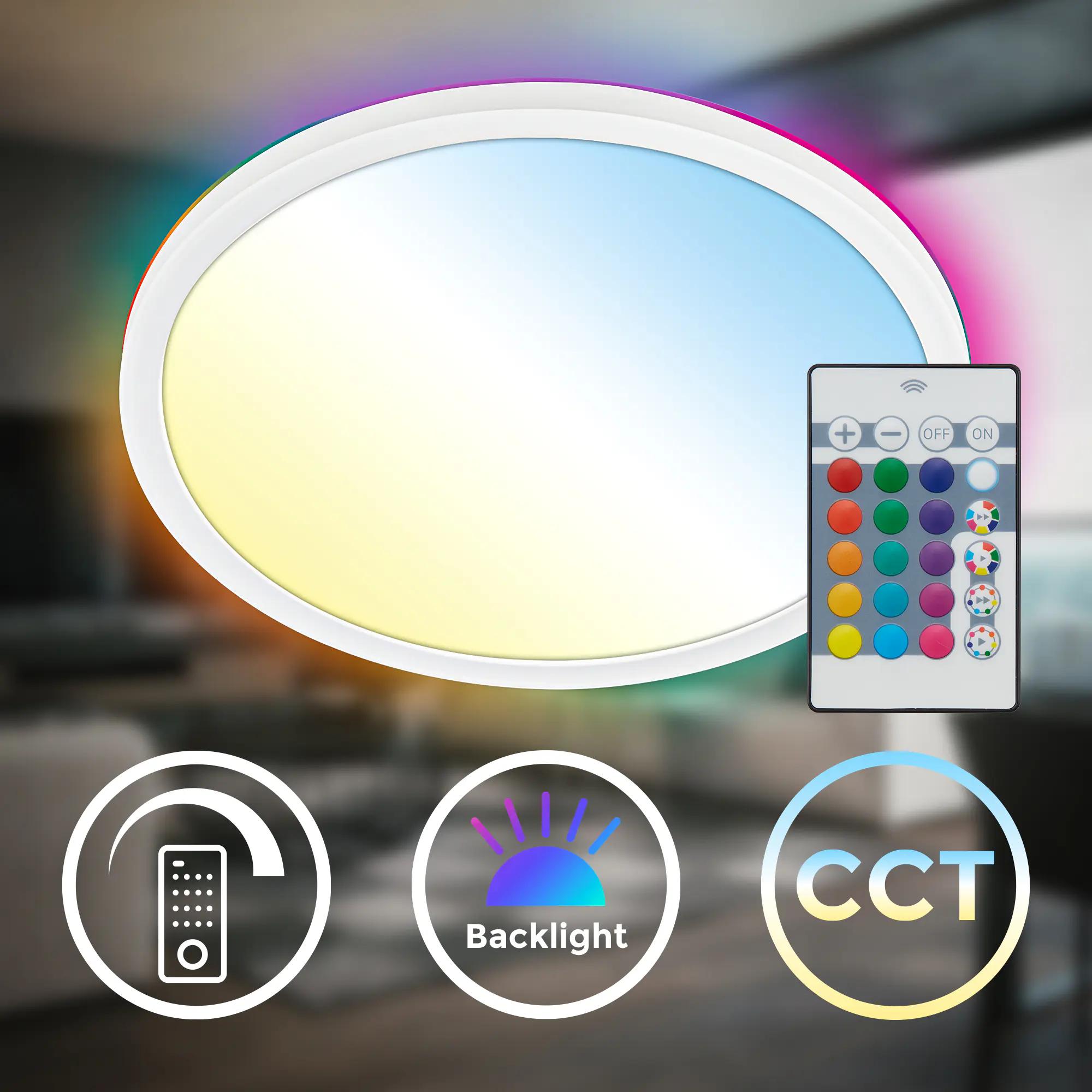 Briloner LED-Panelleuchte Slim Ø 29 cm weiß dimmbar RGB