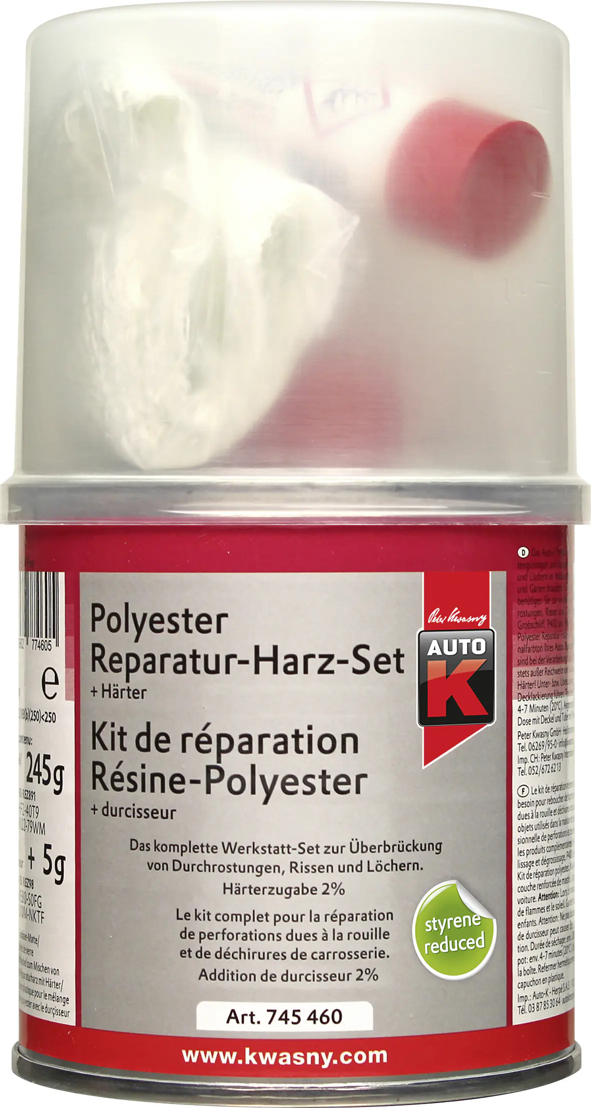 Auto-K Polyester Reparaturharz Set + Härter 250g Auto-K Polyester Reparaturharz Set + Härter 250g