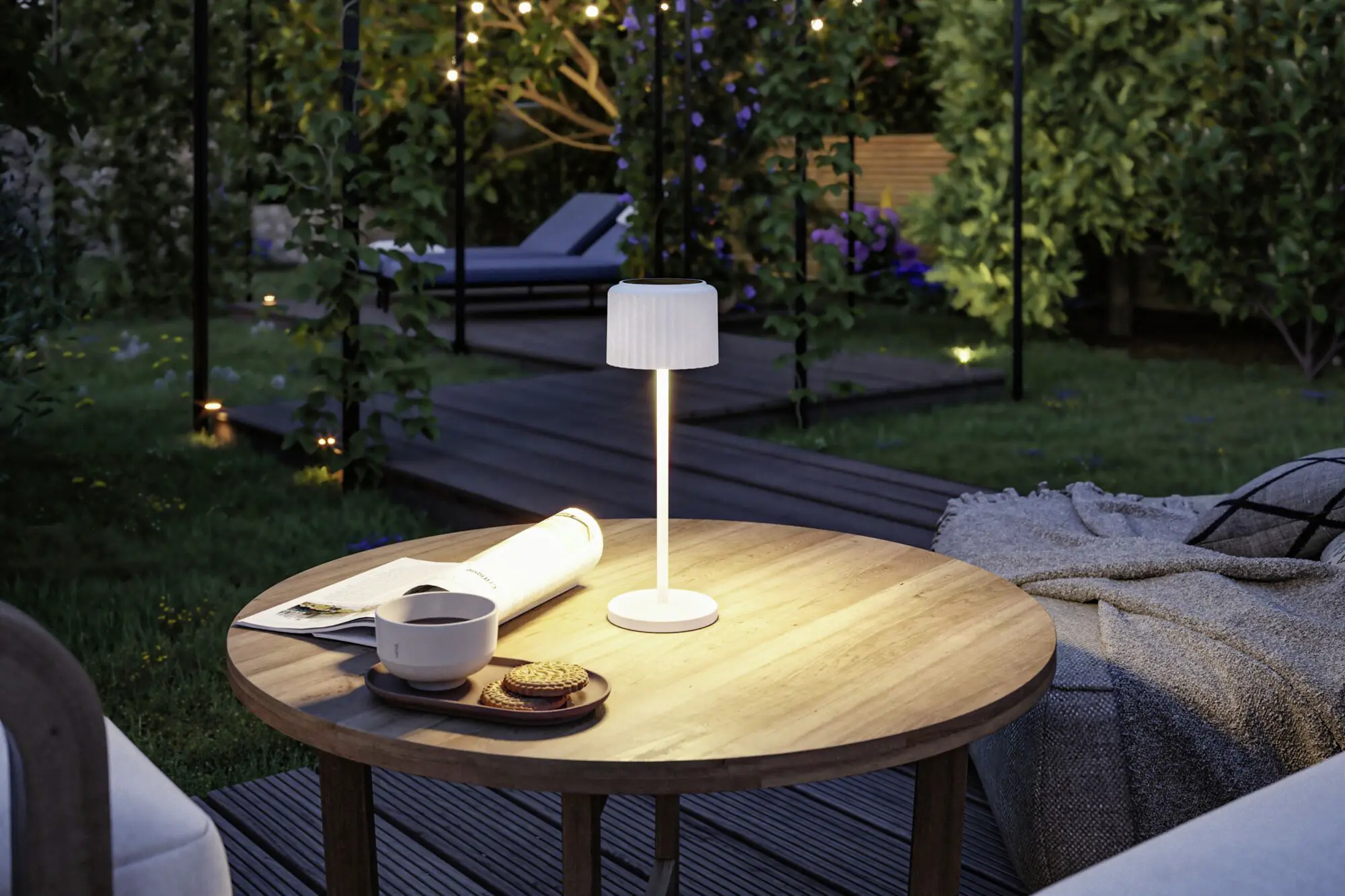 Paulmann Solar-Akku-Tischleuchte Else weiß 30,5 cm warmweiß 