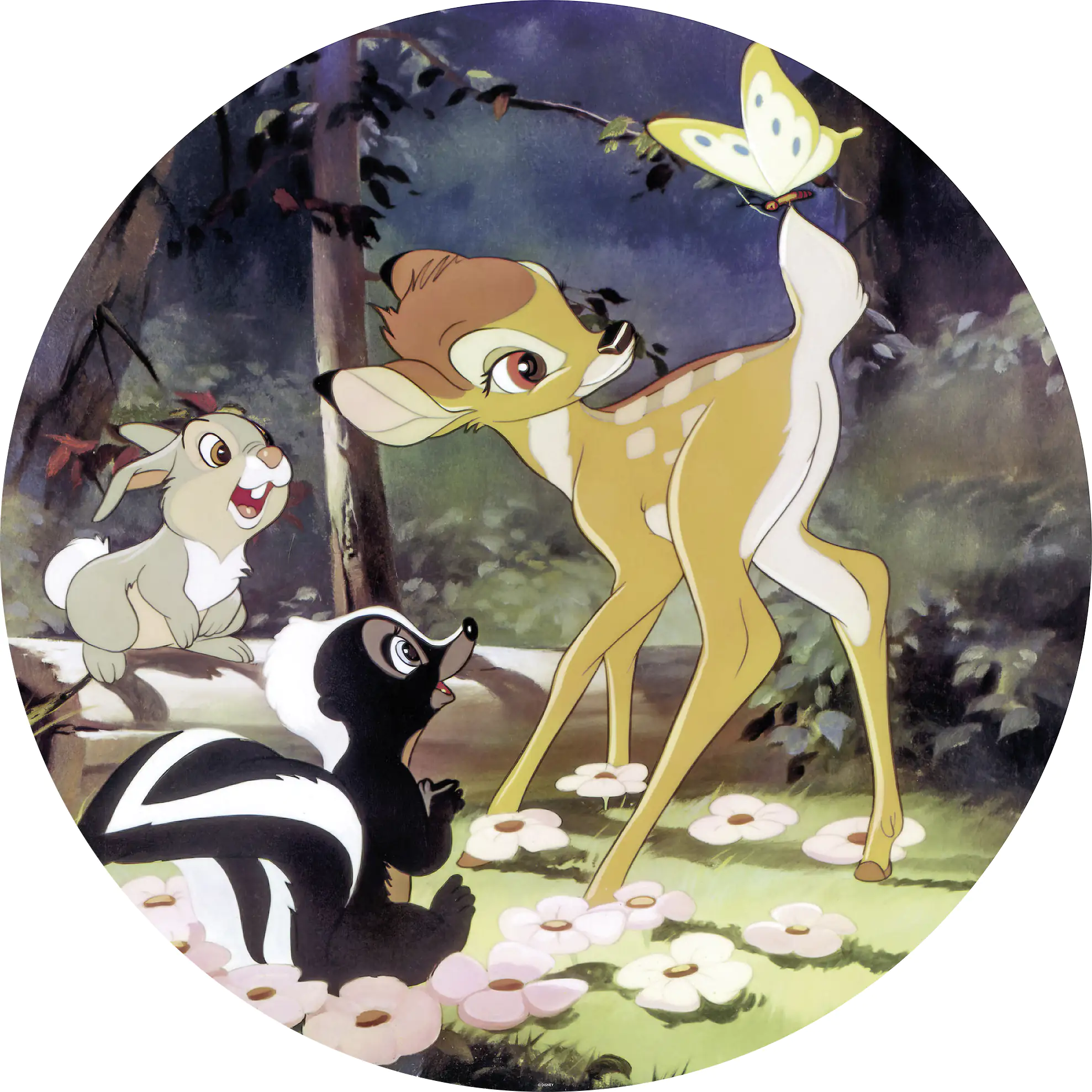 Komar Vlies Fototapete Dot Bambi Butterfly Ø 128 cm, selbstklebend