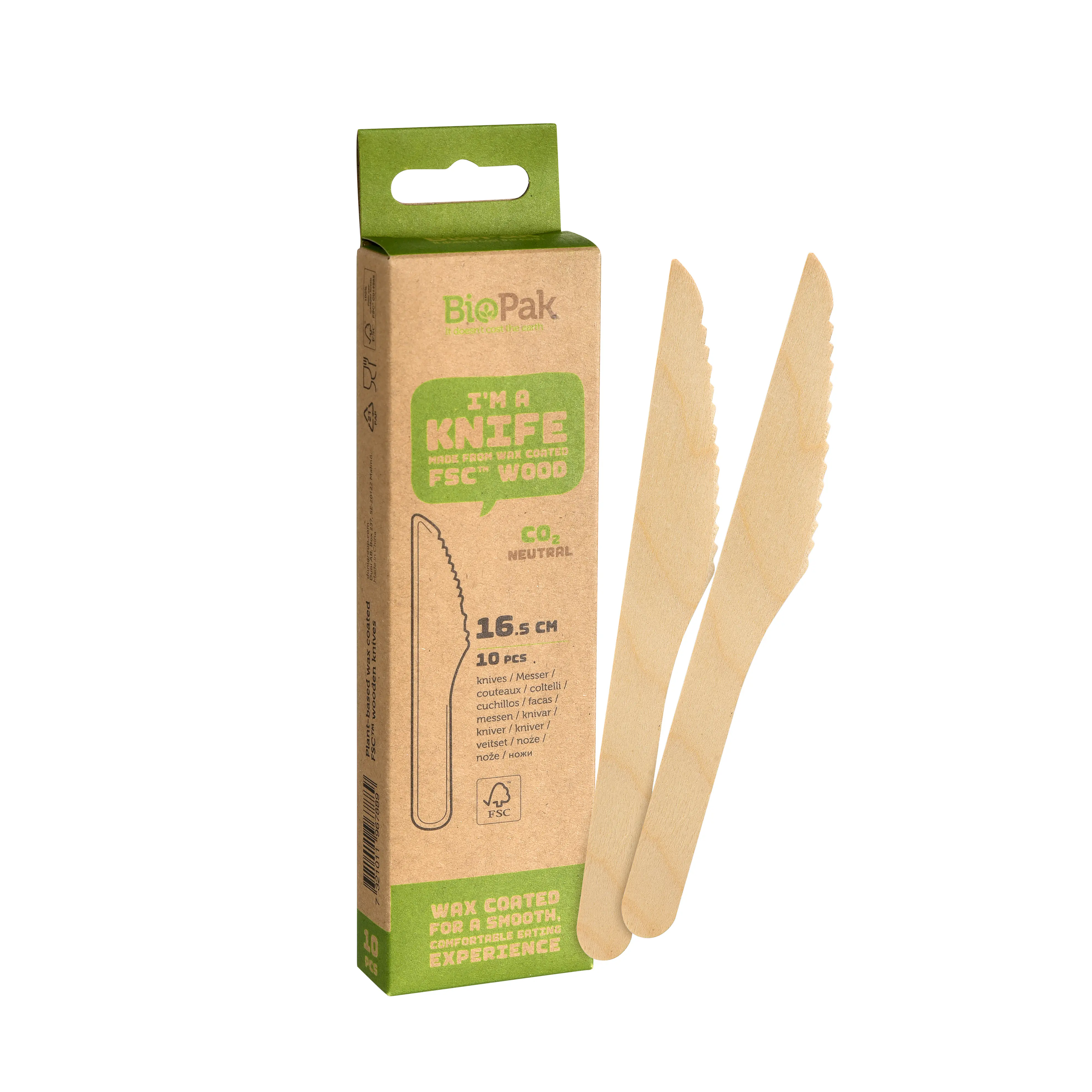 Biopak Holzmesser 17 cm - 10 Stk.