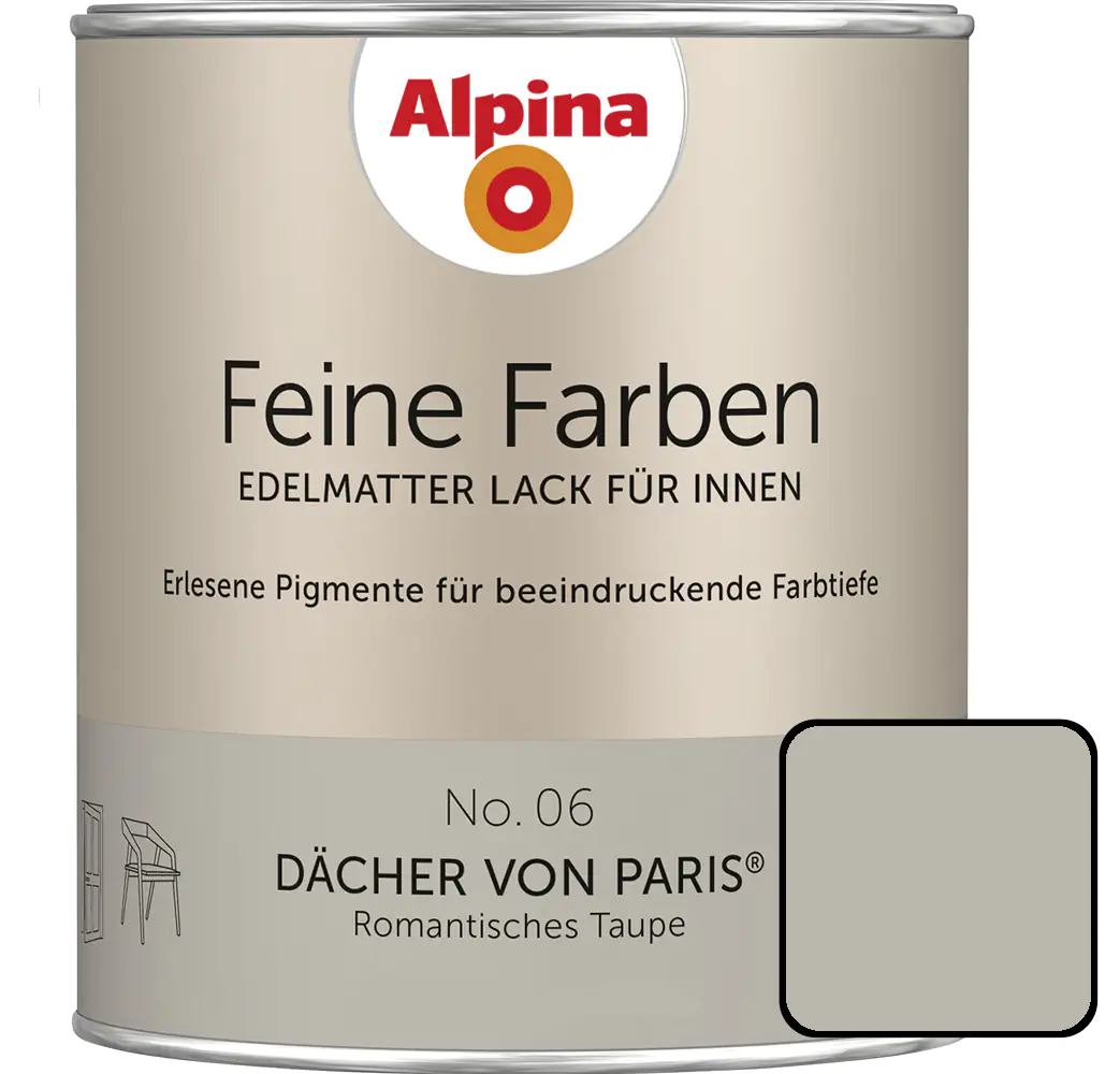 Alpina Feine Farben Lack No. 06 Dächer von Paris  taupe edelmatt 750 ml Alpina Feine Farben Lack No. 06 Dächer von Paris  taupe edelmatt 750 ml