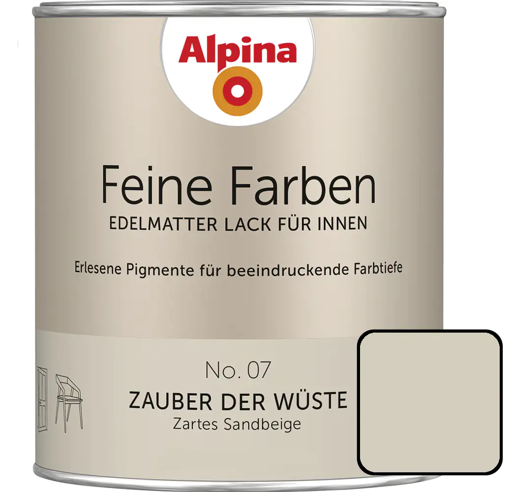 Alpina Feine Farben Lack No. 07 Zauber der Wüste  sandbeige edelmatt 750 ml Alpina Feine Farben Lack No. 07 Zauber der Wüste  sandbeige edelmatt 750 ml