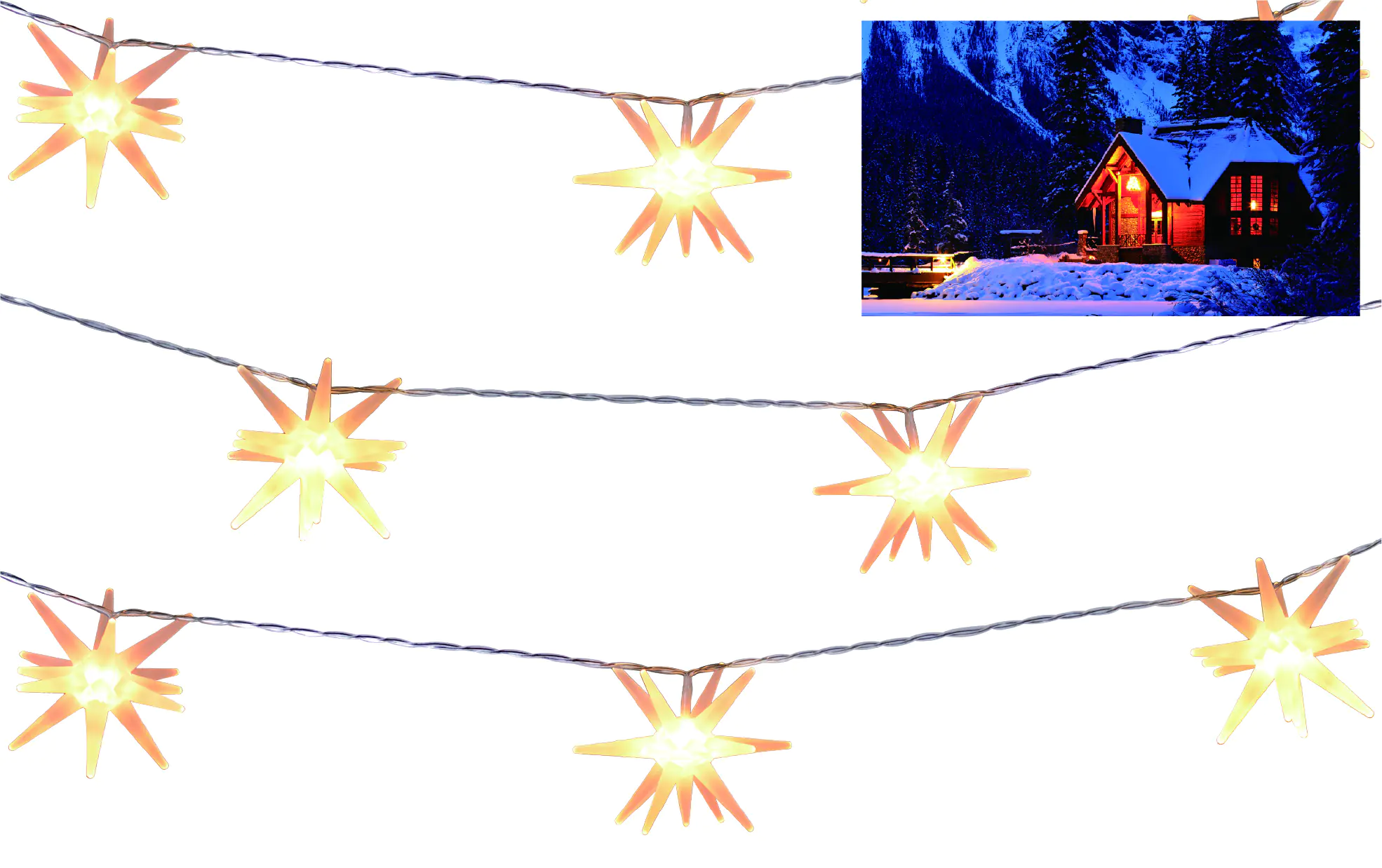 TrendLine LED-Lichterkette Sterne Außen 2,3 m warmweiß mit Timer