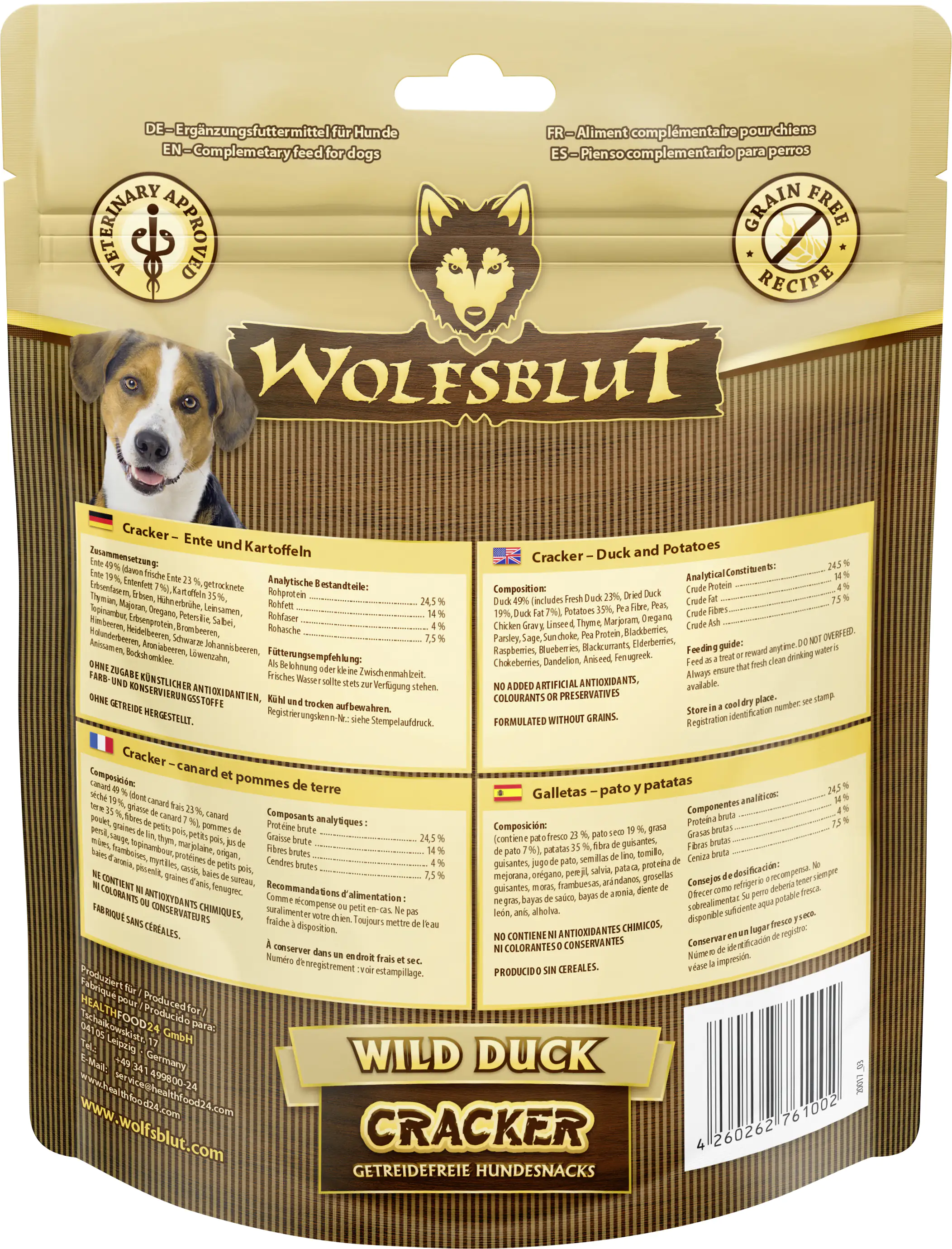 Wolfsblut Wild Duck Cracker Snack - Ente mit Kartoffel 225 g