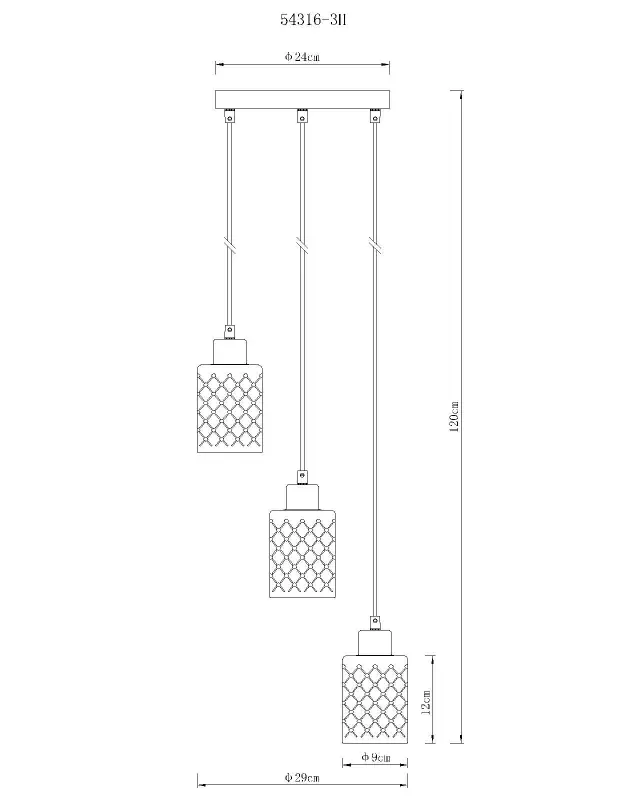 Globo Hängeleuchte Alonso Ø 29 x 120 cm schwarz