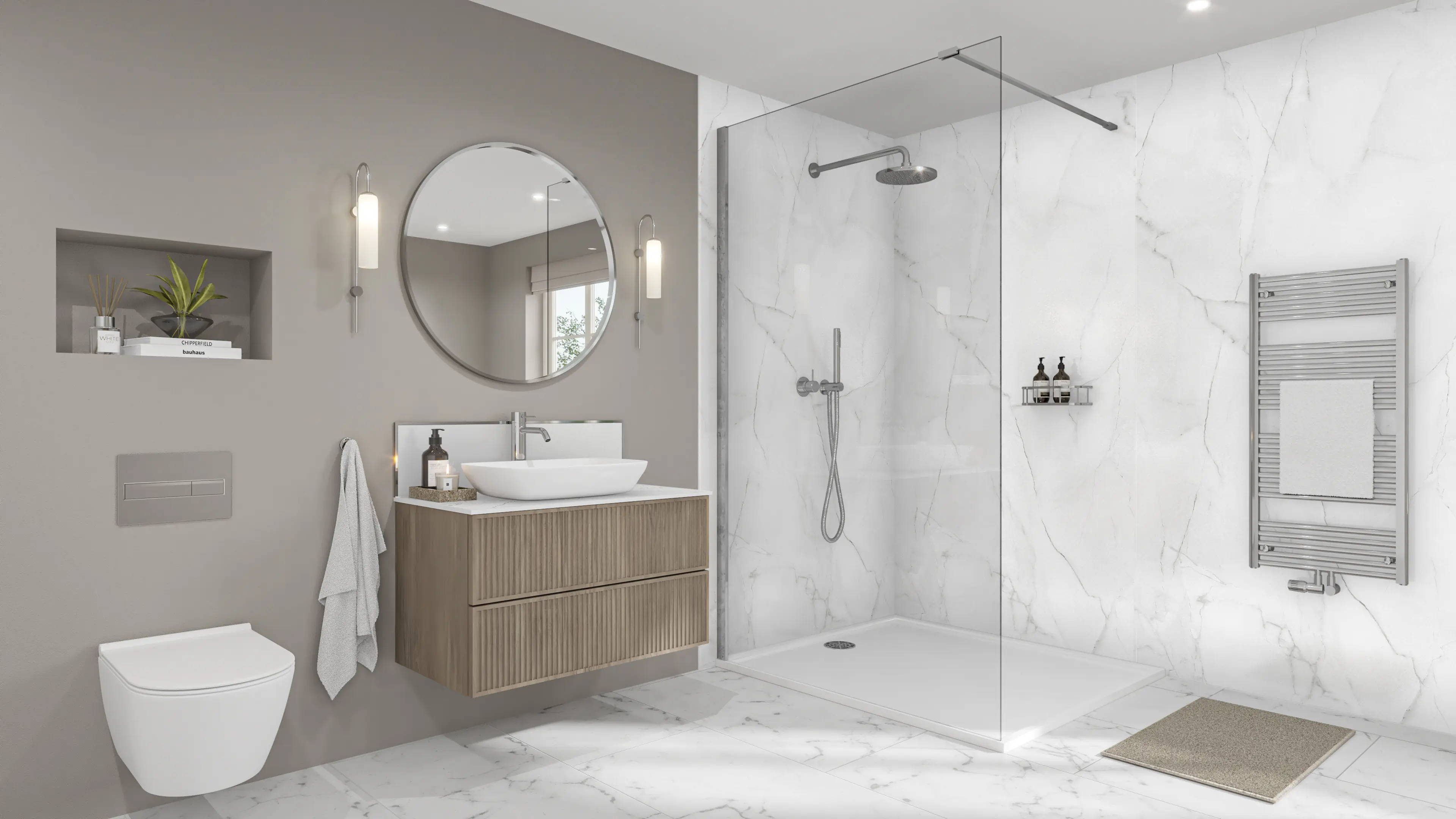 Wetwall Elite Wandpaneel  Athena Marble 16 x 260 cm mit abgerundeter Abschlusskante