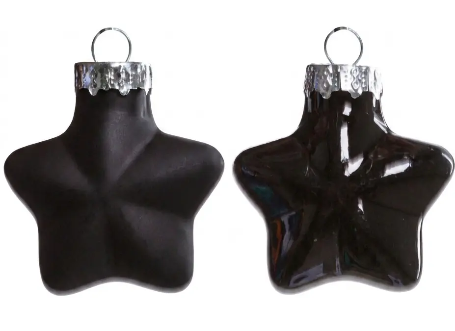 TrendLine Weihnachtskugeln Glas-Sterne 4 cm schwarz 12 Stück