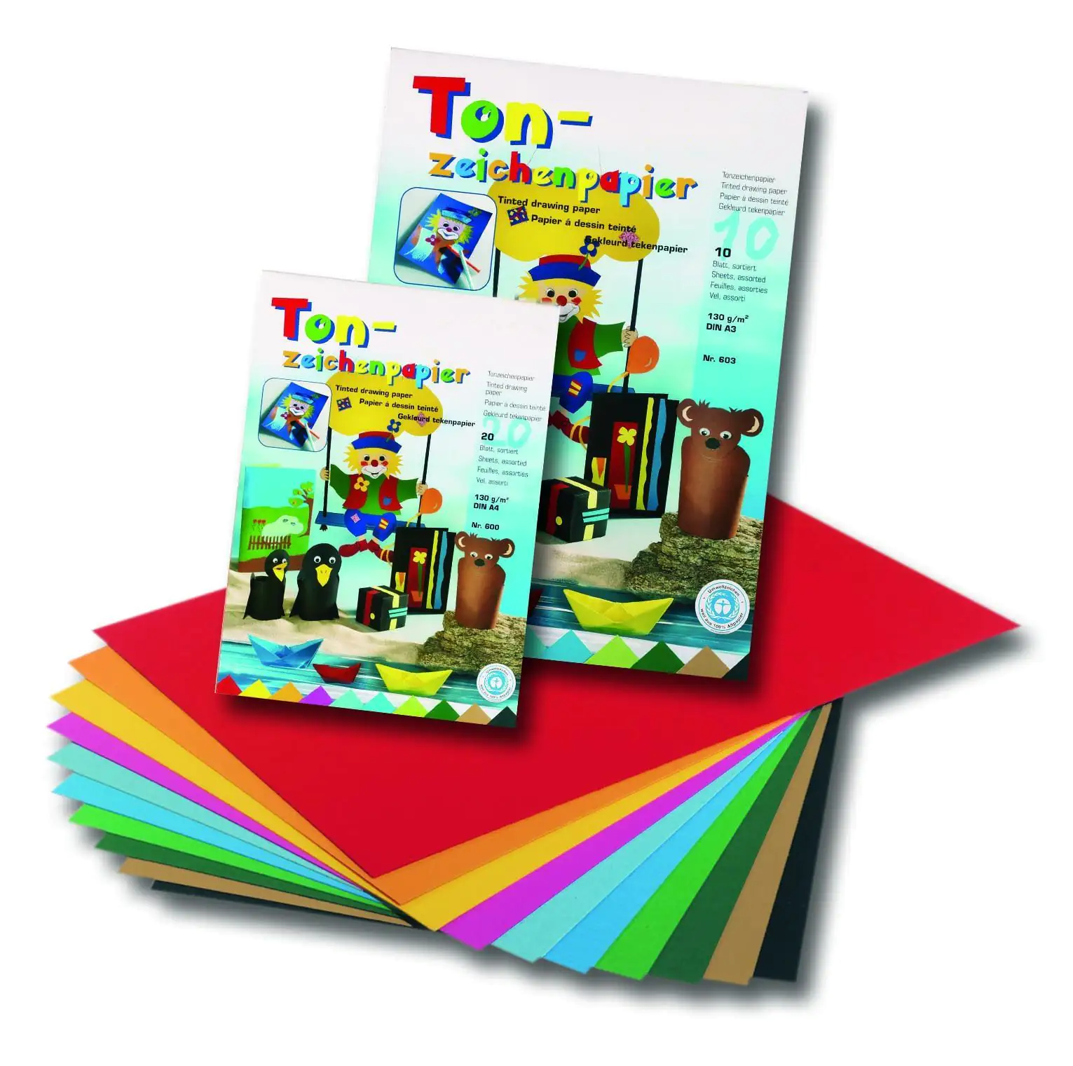 Glorex Tonzeichenpapierblock 130g/m² sortiert A4 20 Blatt