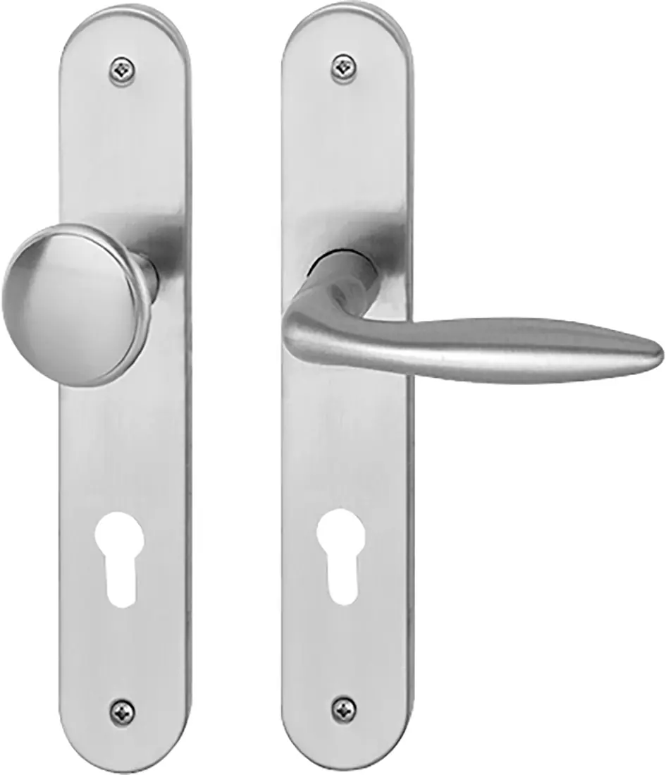 Südmetall Türgriff-Garnitur Langschild Alison PZ Edelstahl satiniert Drücker rechts silber 235 x 40 mm