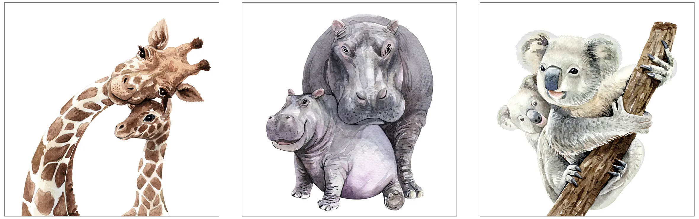 Keilrahmenbild Animal Love 25 x 25 cm 3 Stück