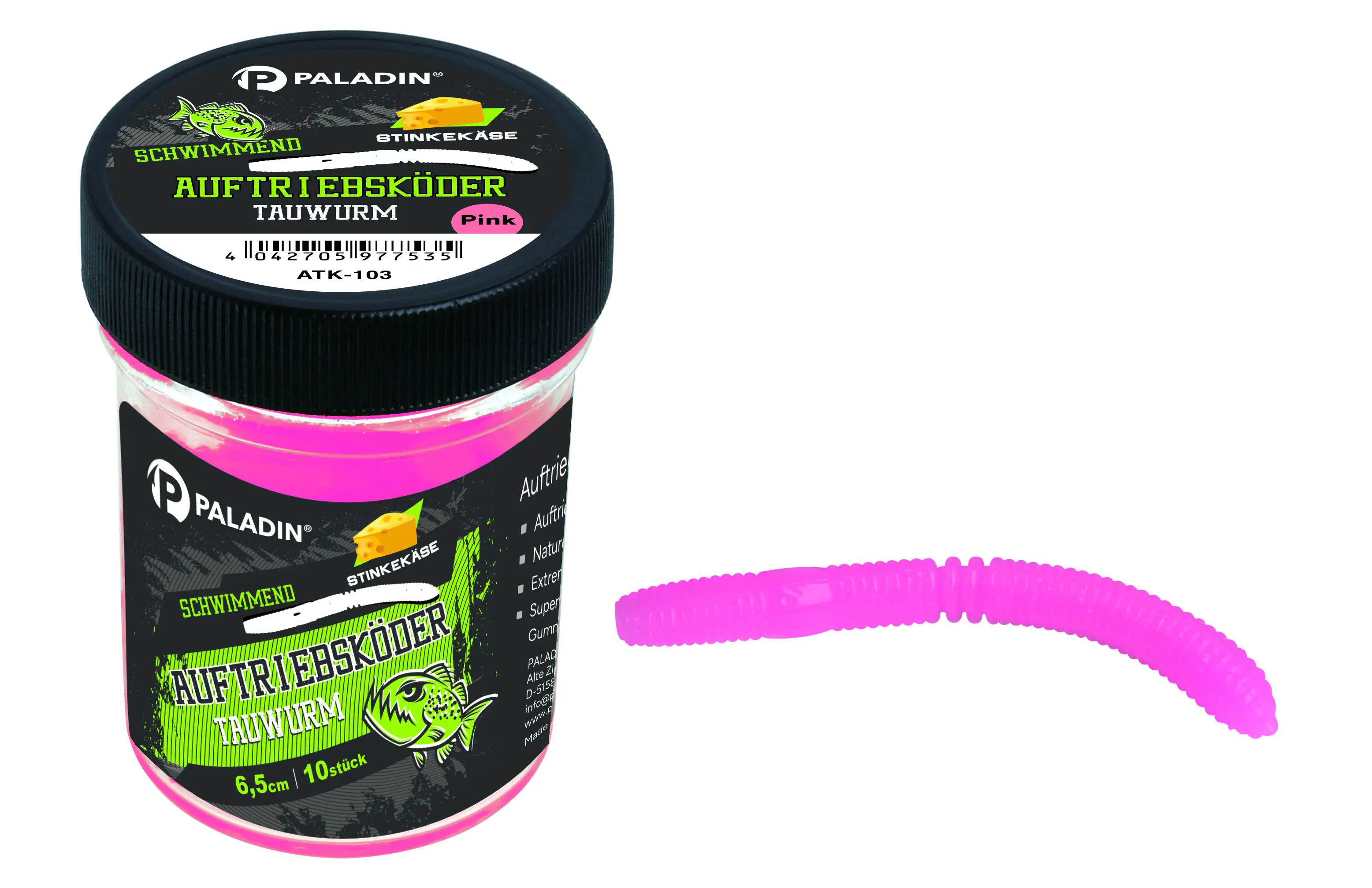 Paladin Angelköder Tauwurm 6,5 cm pink
