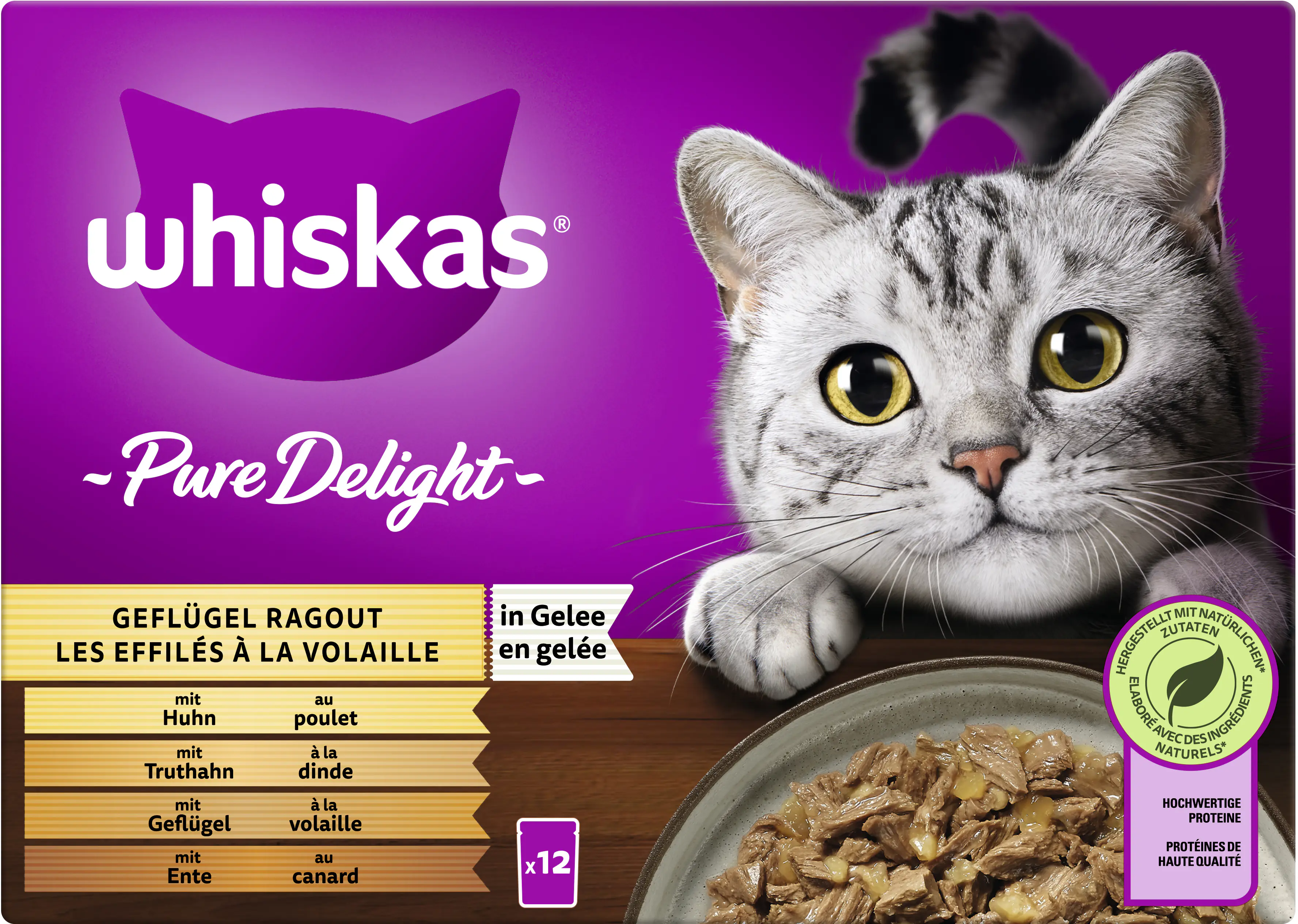 Whiskas Multipack Pure Delight Geflügelragout Katzenfutter 12 x 85 g