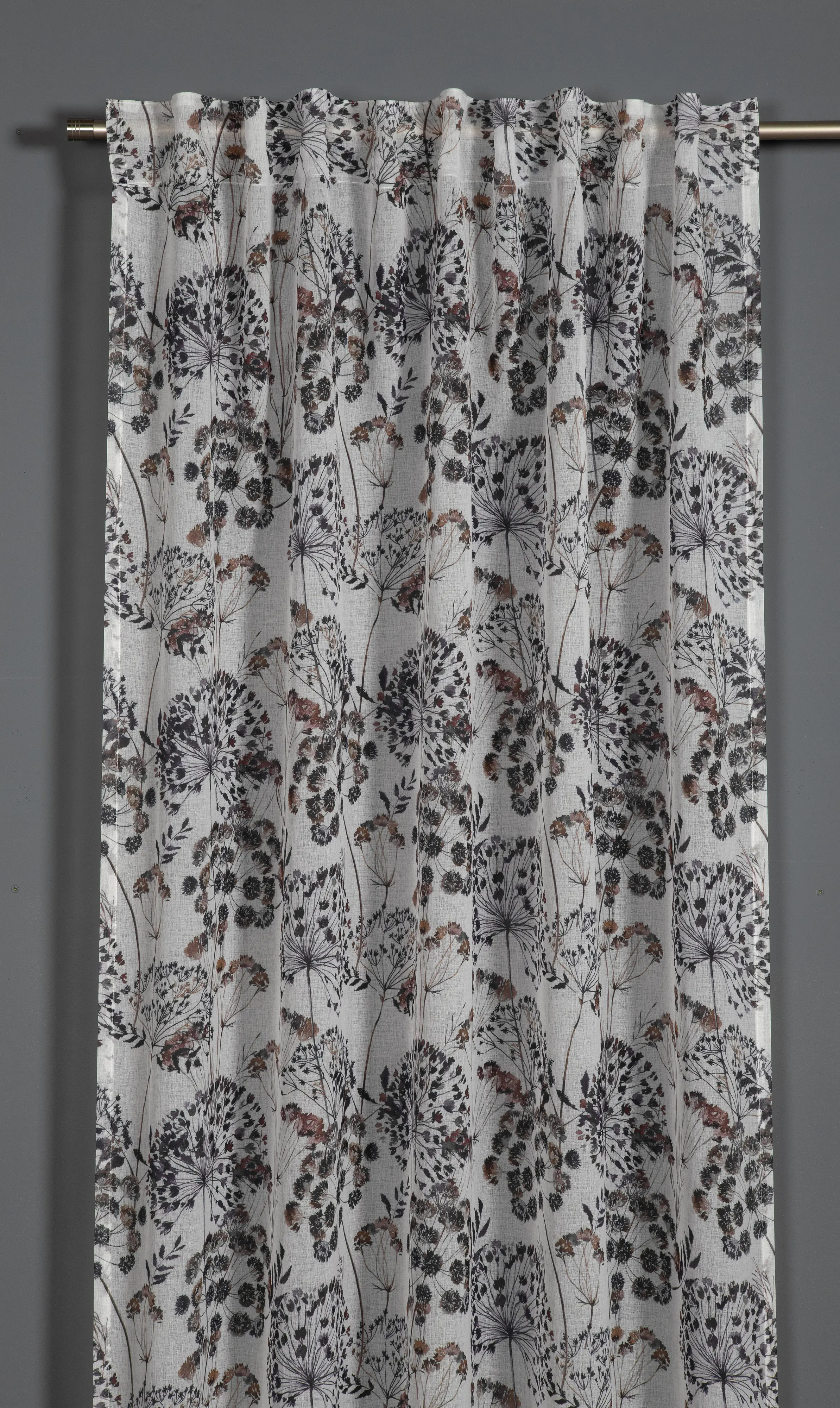 Sehlbach Fertigschal mit Gardinenband Blumenmuster 135 x 245 cm aubergine