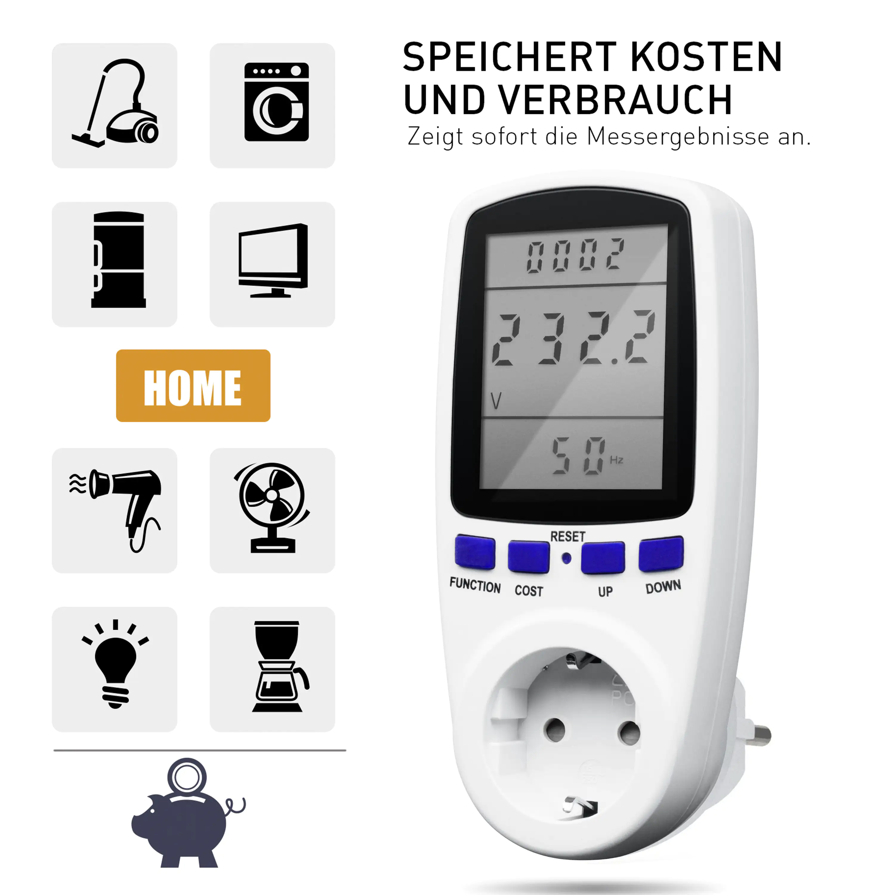 Energiekosten-Messgerät mit LCD Display Inspector III, weiß Energiekosten-Messgerät mit LCD Display Inspector III, weiß