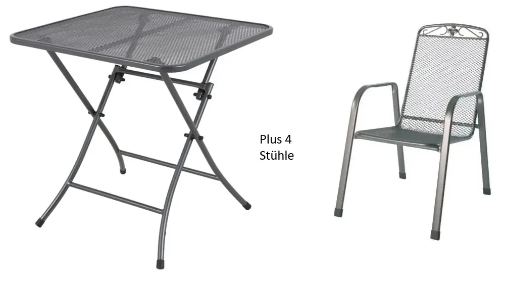 MWH Möbelset Caffe Latte Tisch 70 x 70 cm + 4 Stühle 