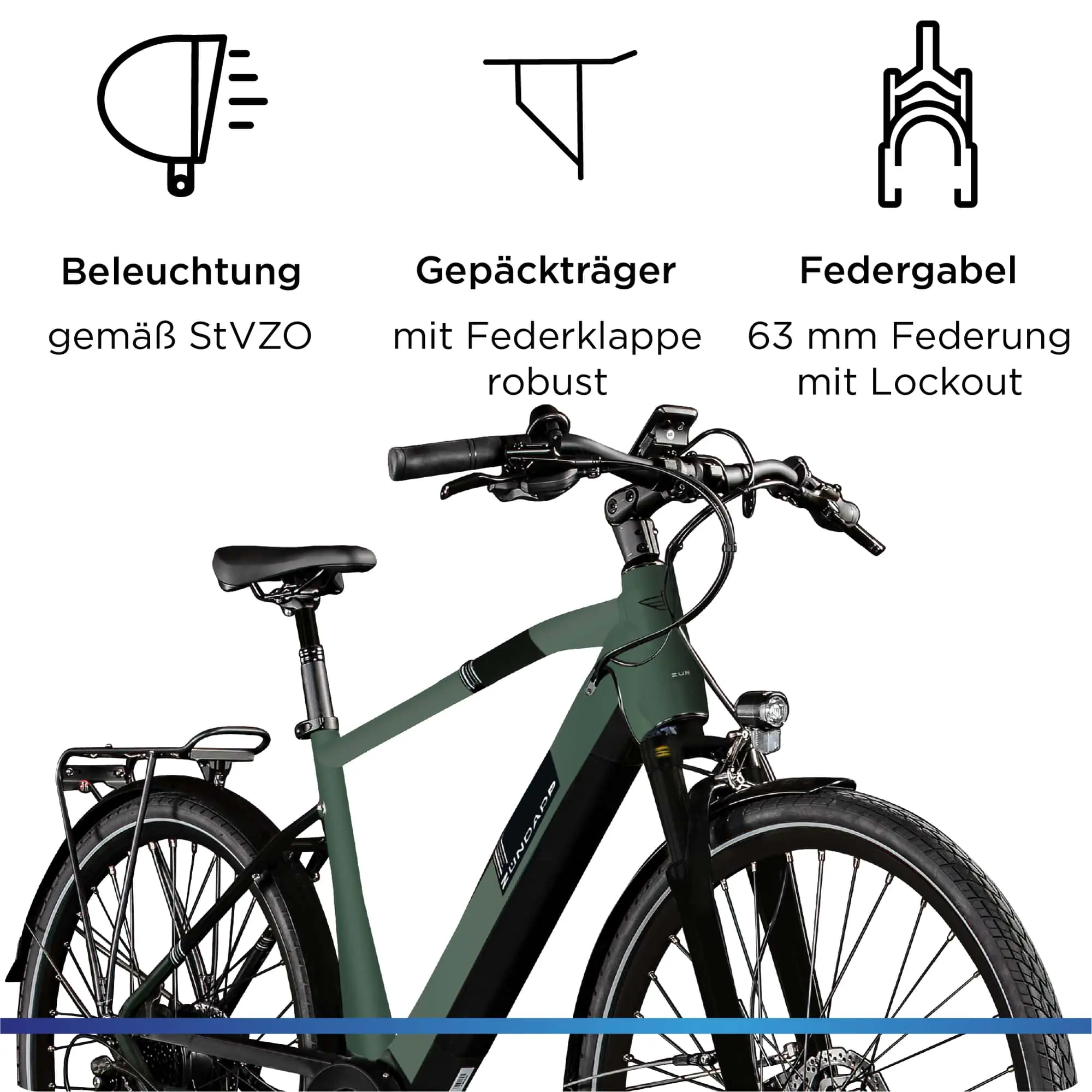 Zündapp E-Bike Z810 Trekking 28 Zoll 8-Gang 550 Wh dunkelgrün metallic