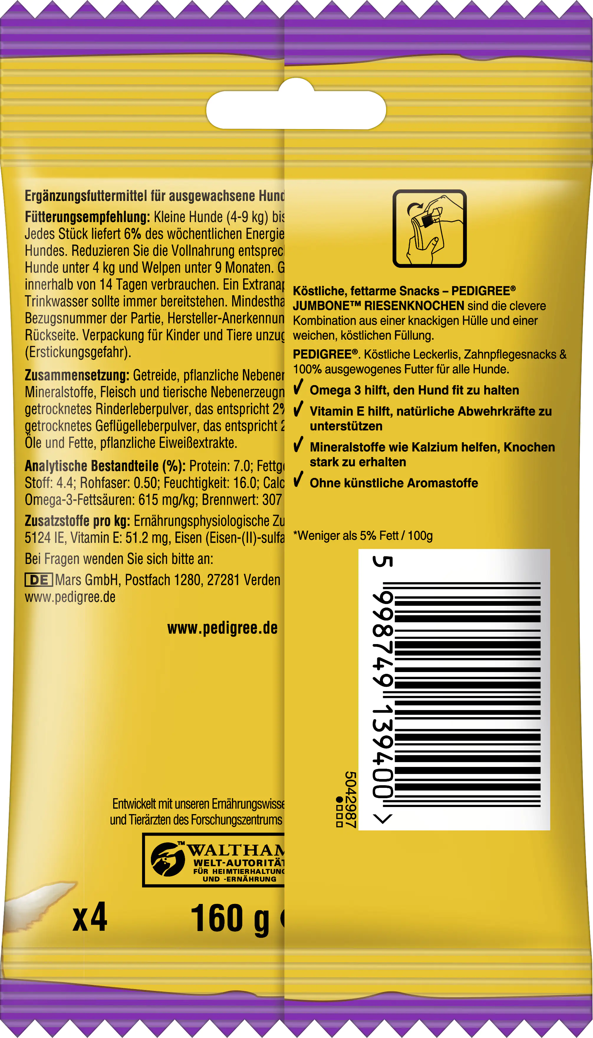 Pedigree Hundesnack Jumbone Riesenknochen Mini mit Rind und Geflügel