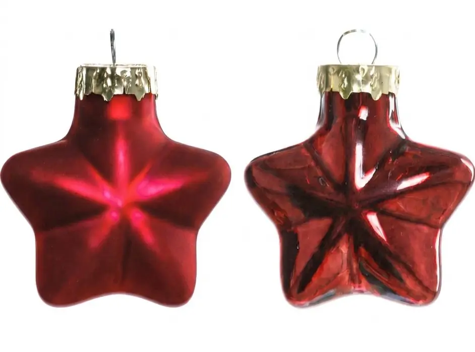 TrendLine Weihnachtskugeln Glas-Sterne 4 cm ochsenblut 12 Stück