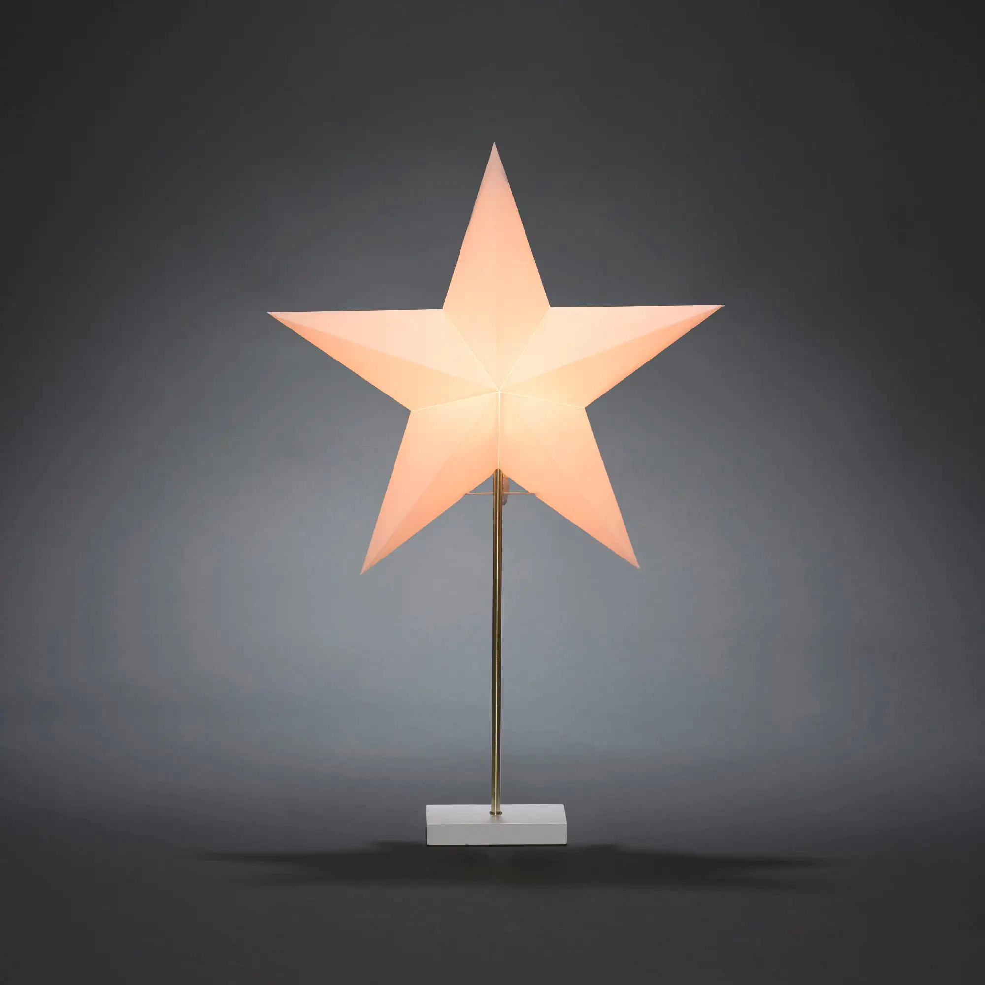 Konstsmide Papierstern weiß mit weiß lackiertem Holz-Fuß für Innen