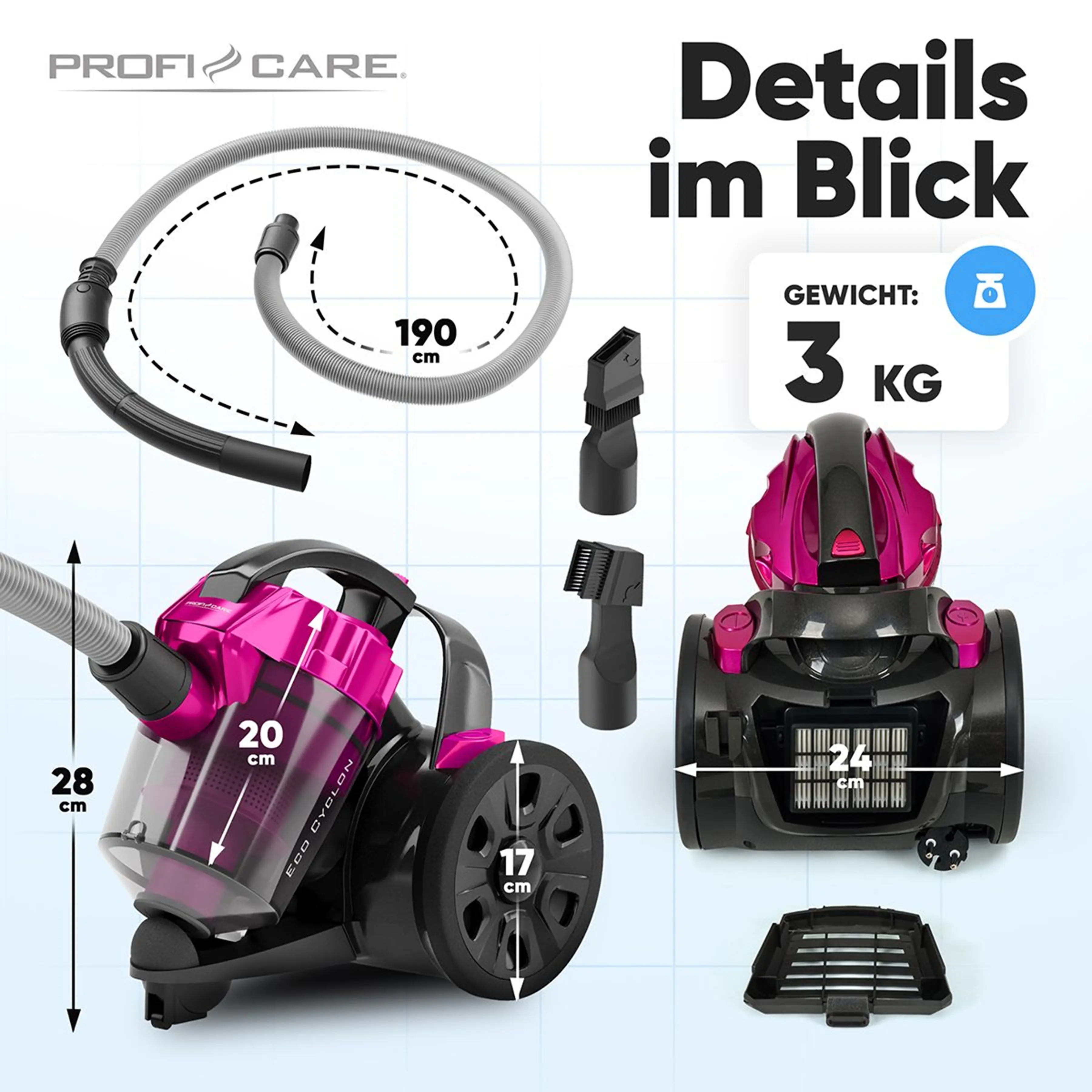 ProfiCare Bodenstaubsauger PC-BS 3134, 700 Watt, ohne Beutel 